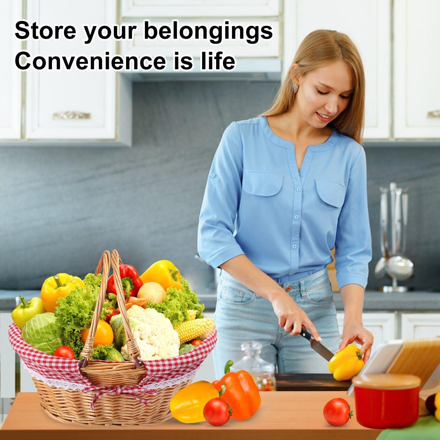 Cestas de Mimbre GNIEMCKIN 2 Paquete 32 y 32 cm con Asa