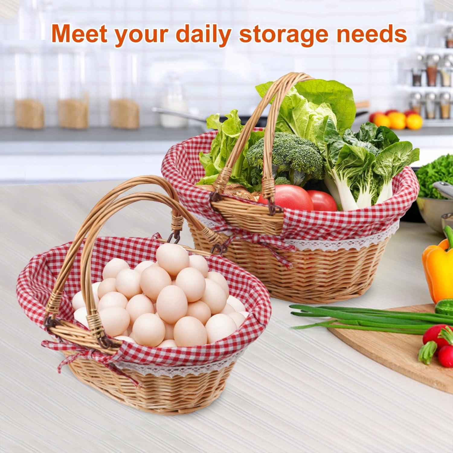 Cestas de Mimbre GNIEMCKIN 2 Paquete 32 y 32 cm con Asa