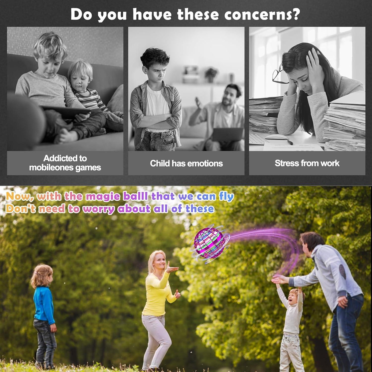 Flying Orb Ball Toy, Galaxy Ball 2024 Cosmic Globe Boomerang Hover Ball Fidget Spinner, Hand Controlled Mini Drone, Cool Toys Gifts for 6 7 8 9 10+ Year Old Boys Girls Outdoor Toys