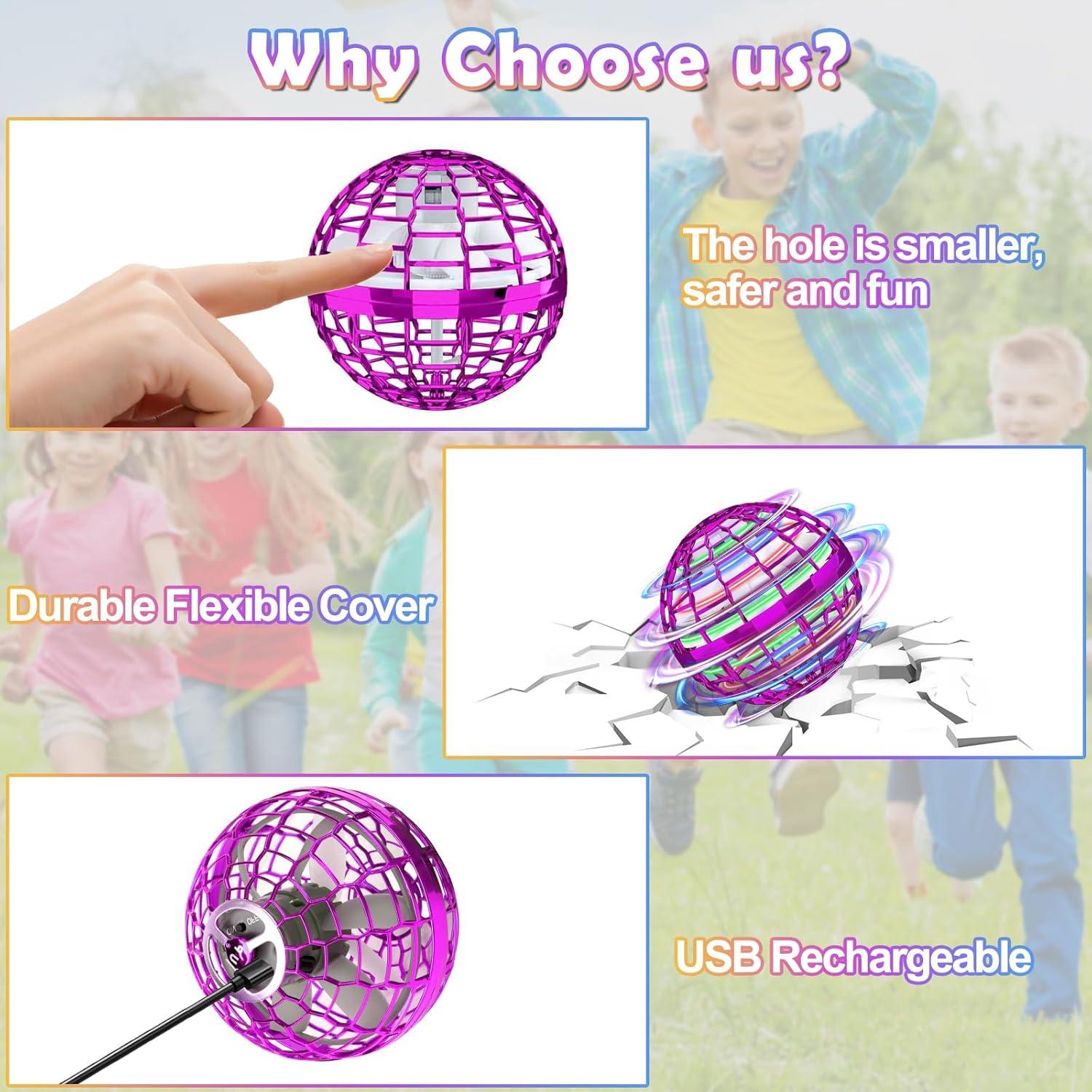 Flying Orb Ball Toy, Galaxy Ball 2024 Cosmic Globe Boomerang Hover Ball Fidget Spinner, Hand Controlled Mini Drone, Cool Toys Gifts for 6 7 8 9 10+ Year Old Boys Girls Outdoor Toys