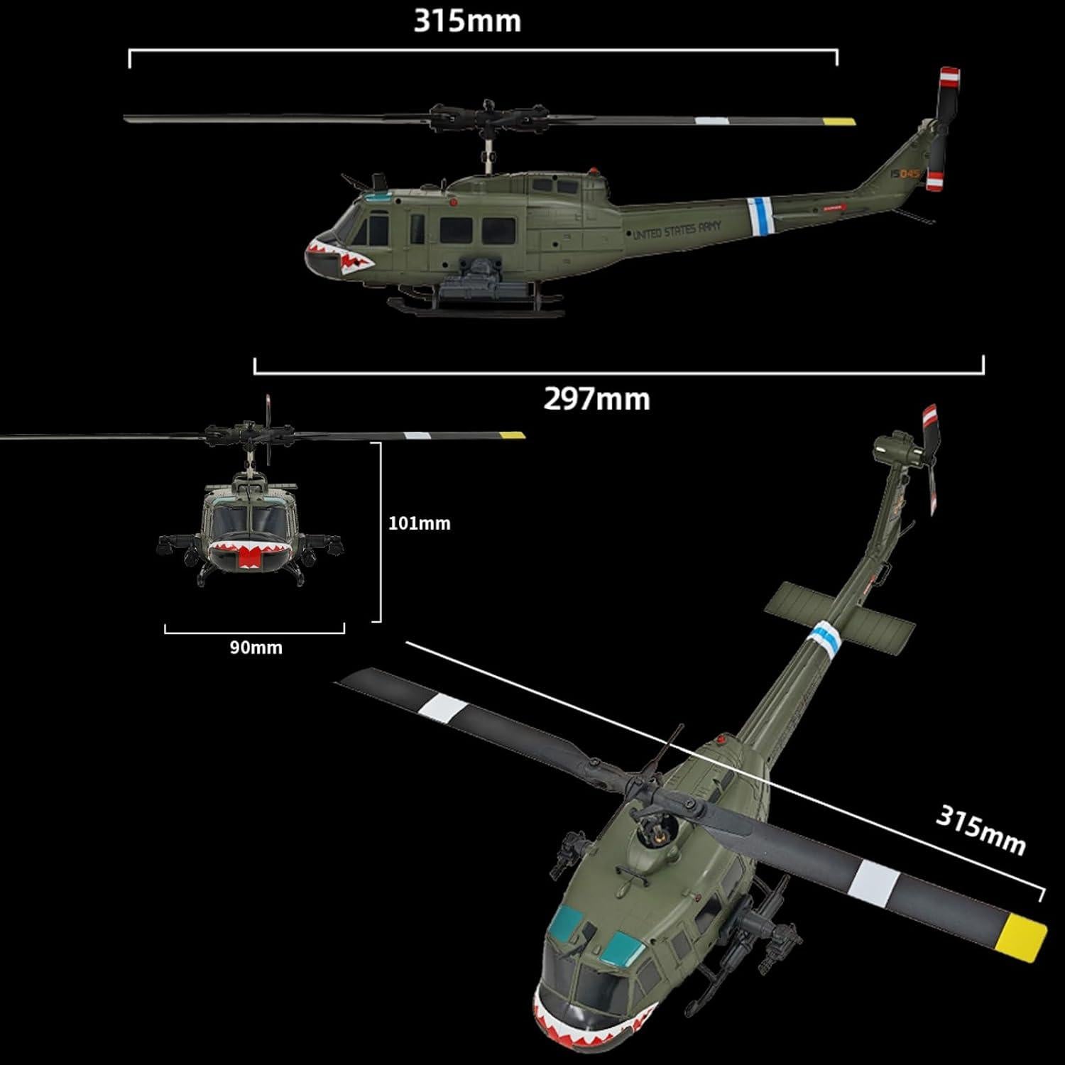 Helicóptero RC Ssccgym UH-1 315mm Control Remoto 6CH