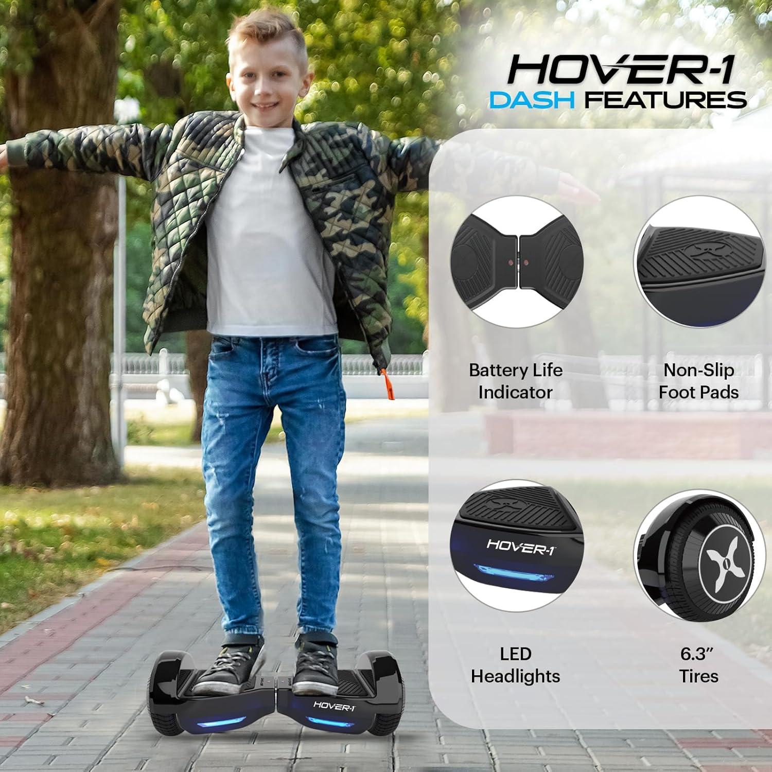 Hover-1 Dash Scooter de Auto Equilibrio 150W 8 km/h Negro