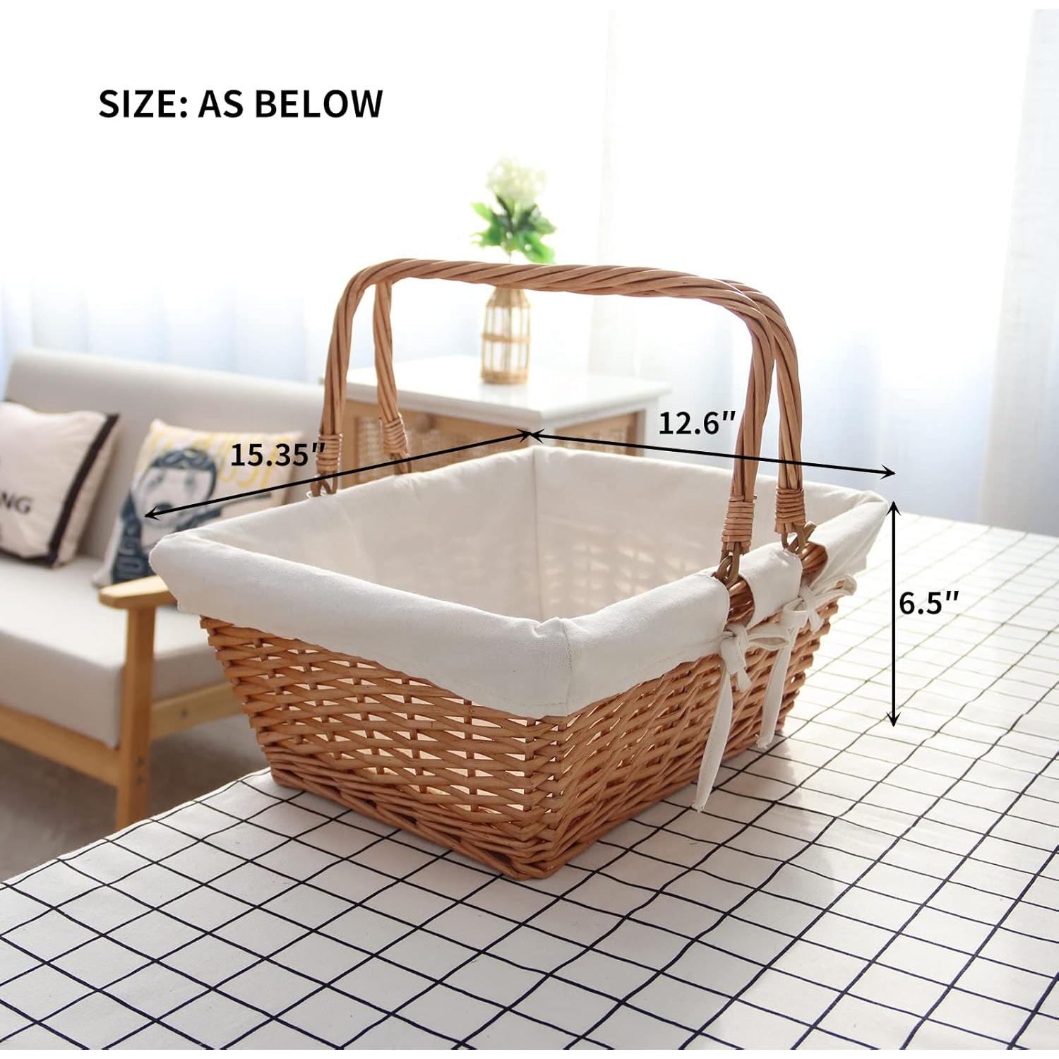 Cesta de Picnic de Mimbre CINWEN 40.5x32x17cm Resistente