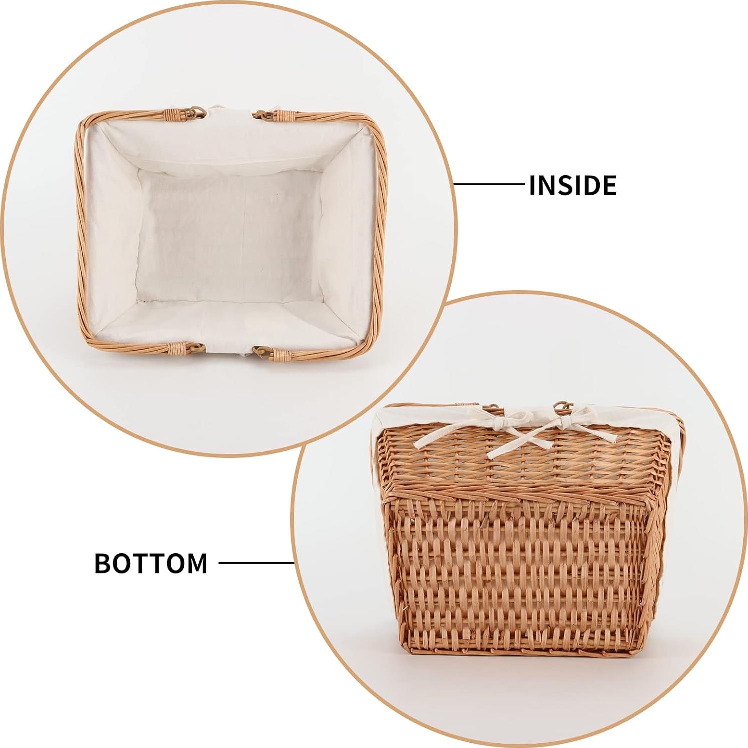 Cesta de Picnic de Mimbre CINWEN 40.5x32x17cm Resistente