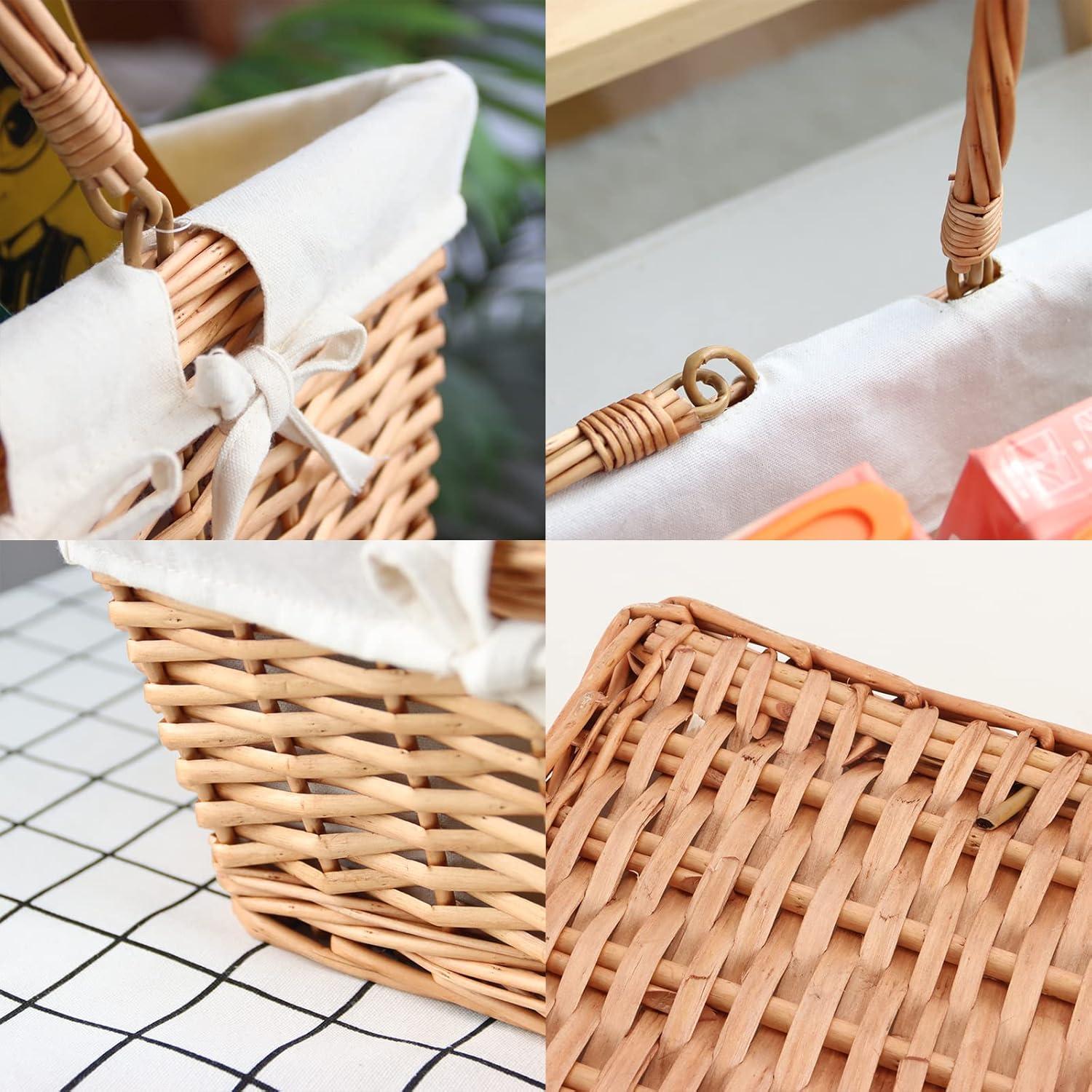 Cesta de Picnic de Mimbre CINWEN 40.5x32x17cm Resistente