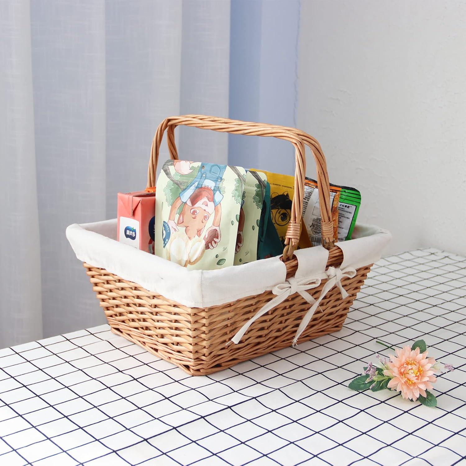 Cesta de Picnic de Mimbre CINWEN 40.5x32x17cm Resistente