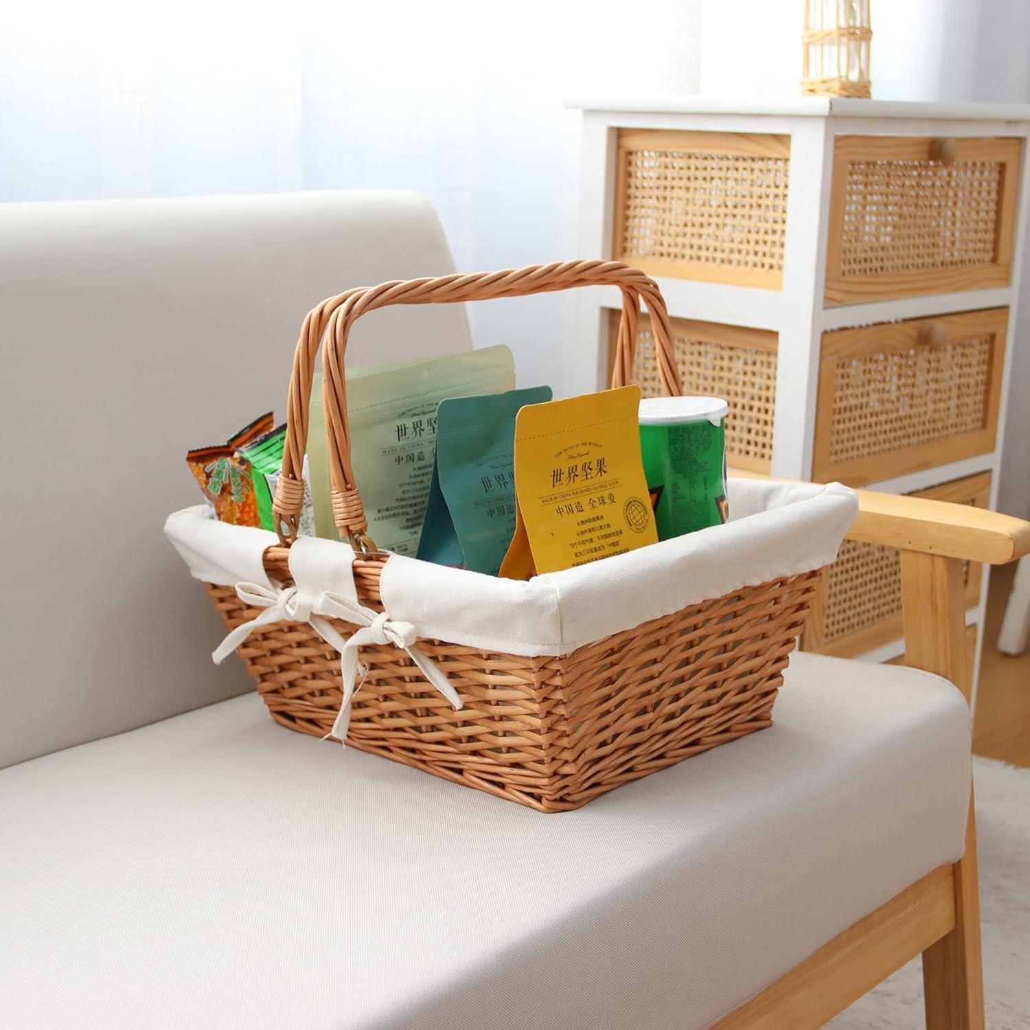 Cesta de Picnic de Mimbre CINWEN 40.5x32x17cm Resistente