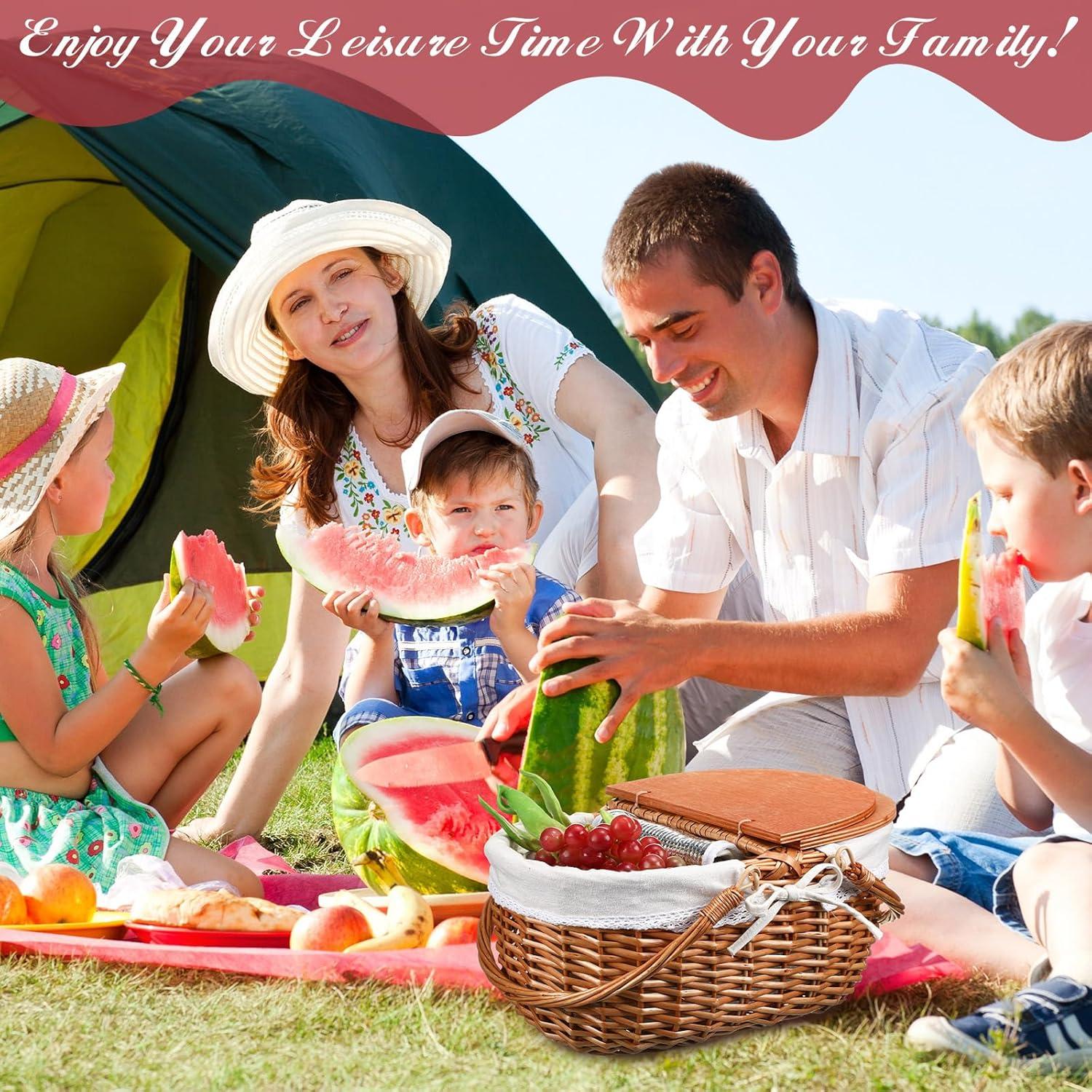 Cesta de Picnic Aislada de Mimbre DoubleFill 38x29x33cm Blanca