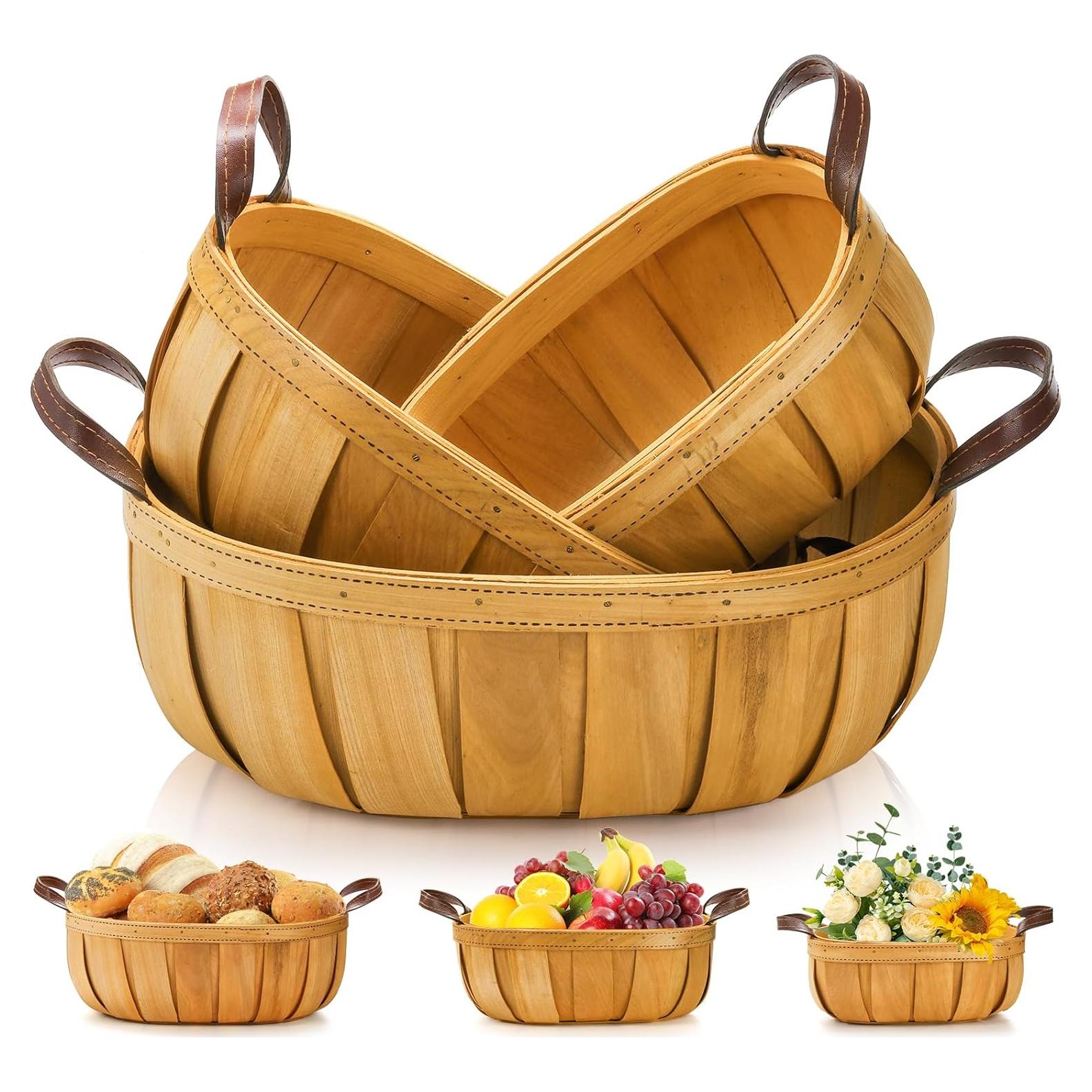 Cestas de Pan de Mimbre Goaste - 3 Tamaños Rústicos Naranjas