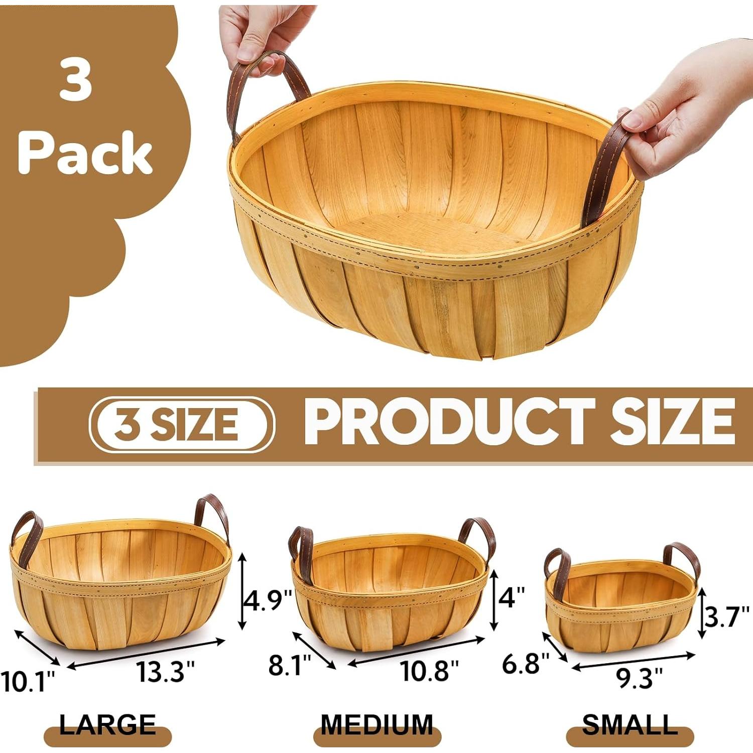 Cestas de Pan de Mimbre Goaste - 3 Tamaños Rústicos Naranjas