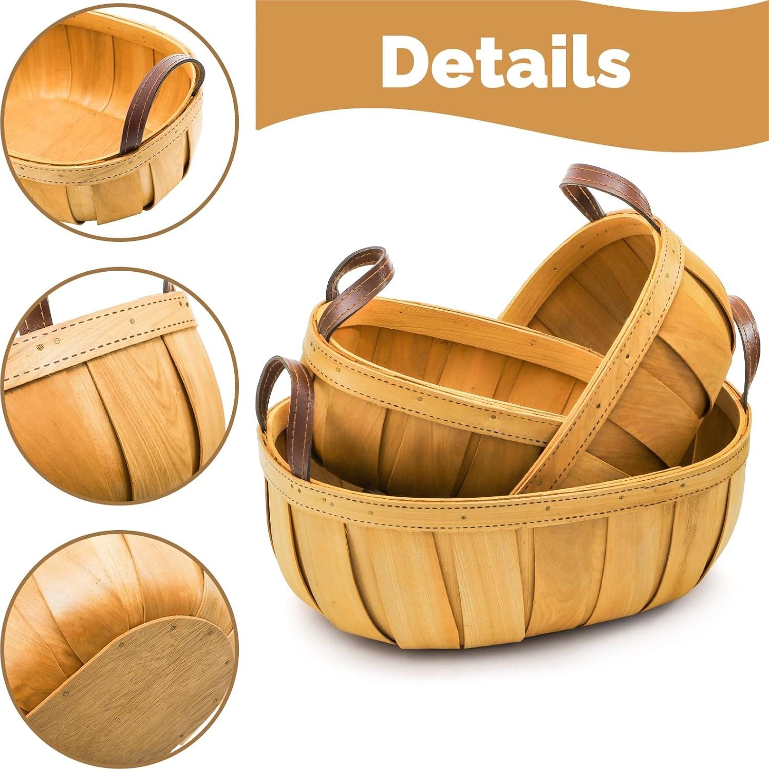 Cestas de Pan de Mimbre Goaste - 3 Tamaños Rústicos Naranjas