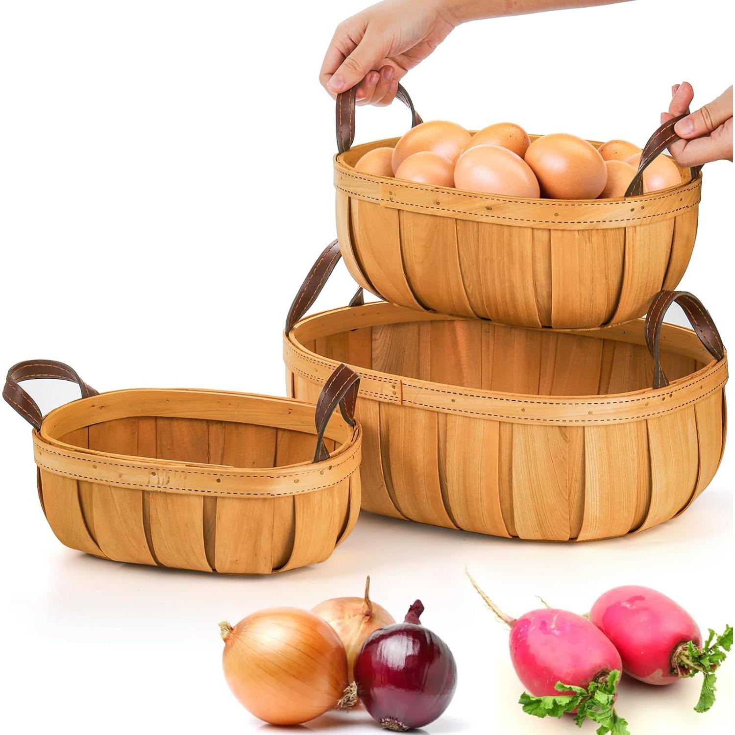 Cestas de Pan de Mimbre Goaste - 3 Tamaños Rústicos Naranjas