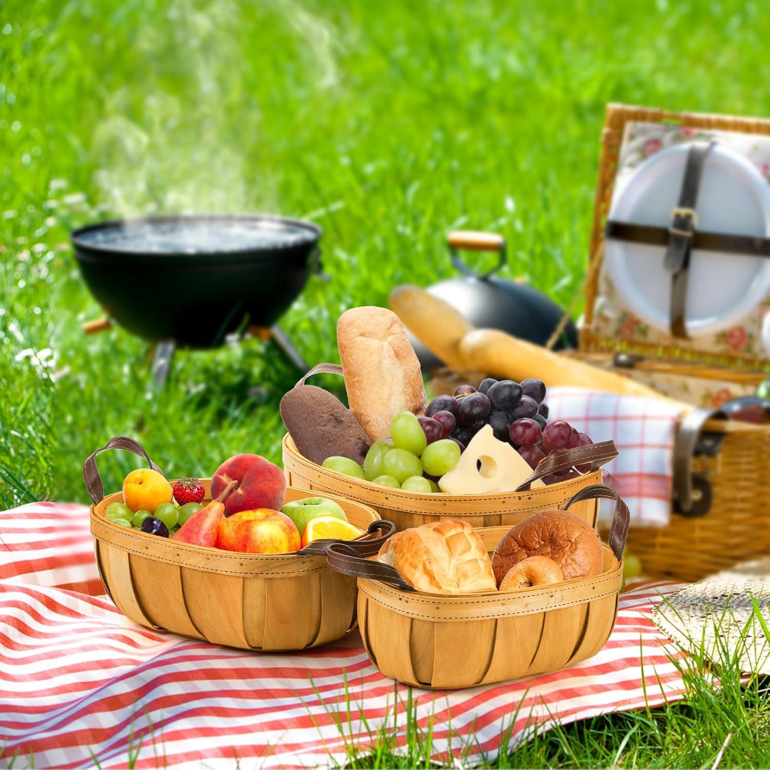Cestas de Pan de Mimbre Goaste - 3 Tamaños Rústicos Naranjas