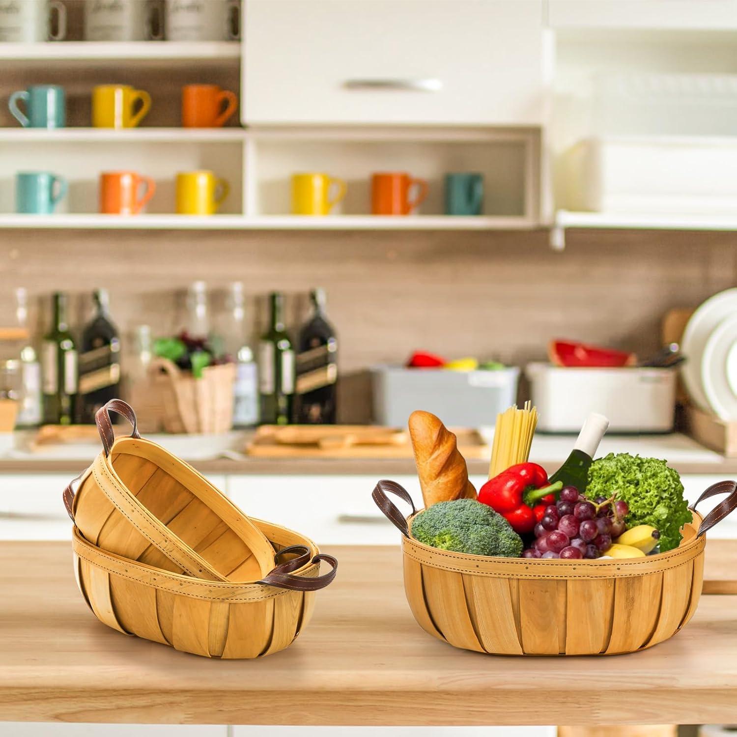 Cestas de Pan de Mimbre Goaste - 3 Tamaños Rústicos Naranjas