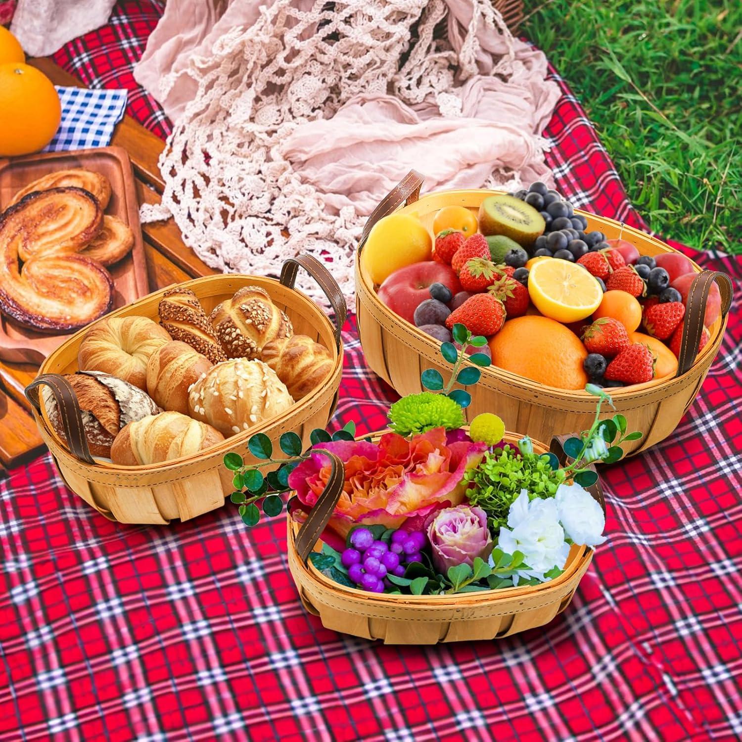 Cestas de Pan de Mimbre Goaste - 3 Tamaños Rústicos Naranjas
