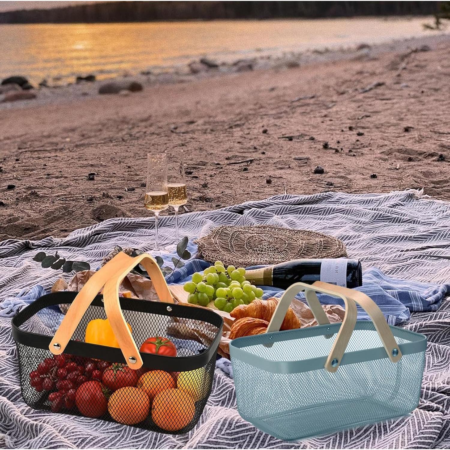 Cesta de Picnic Cheardia 2 Pack Malla Acero Azul 39.9x24.1cm