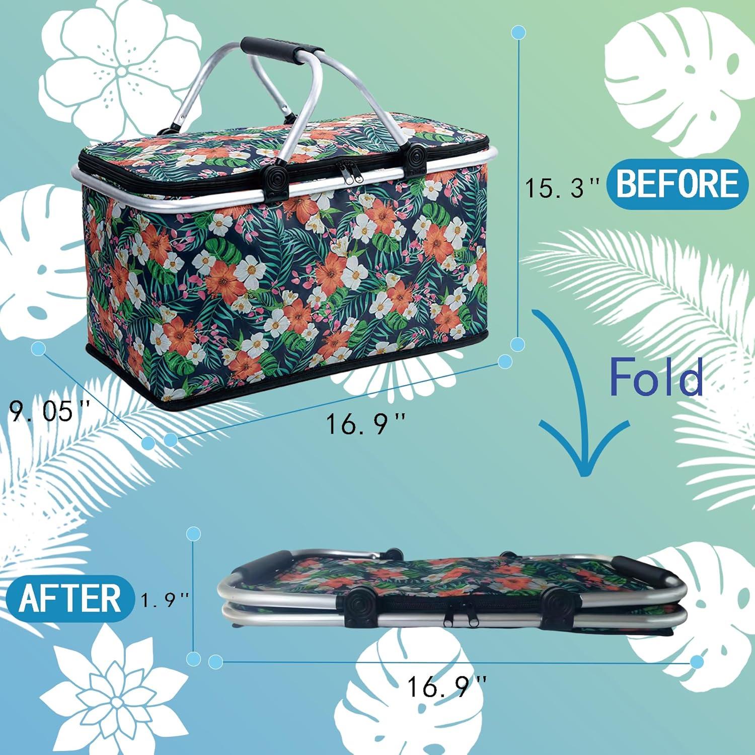 Cesta de Picnic Aislada Aikolesa 25L Verde Plegable