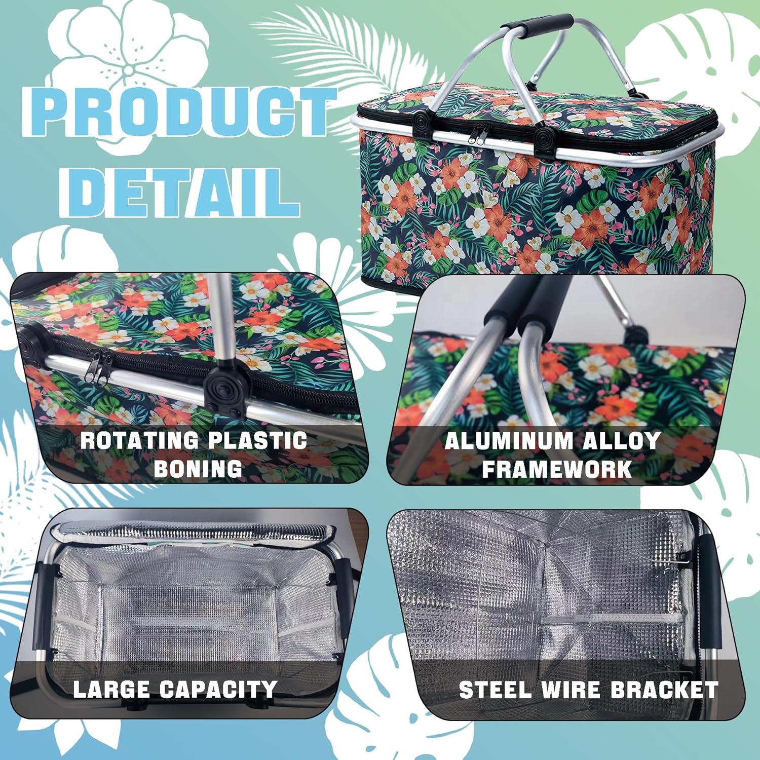 Cesta de Picnic Aislada Aikolesa 25L Verde Plegable