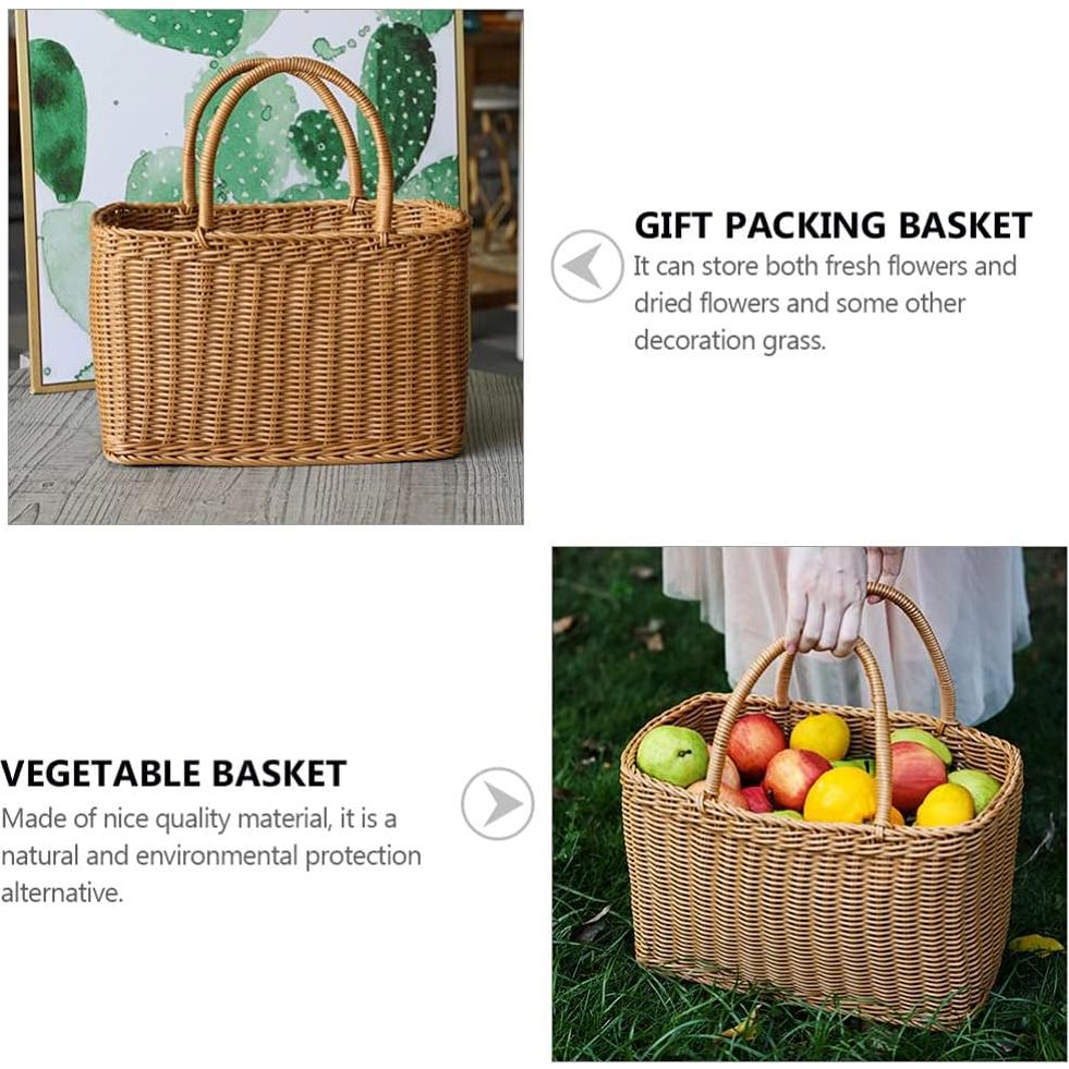 Cesta de Picnic de Mimbre SEWACC 36x35x19cm Marrón