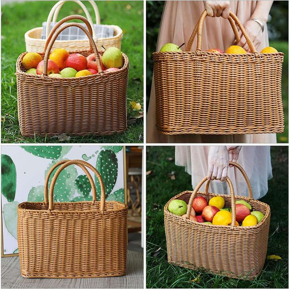 Cesta de Picnic de Mimbre SEWACC 36x35x19cm Marrón