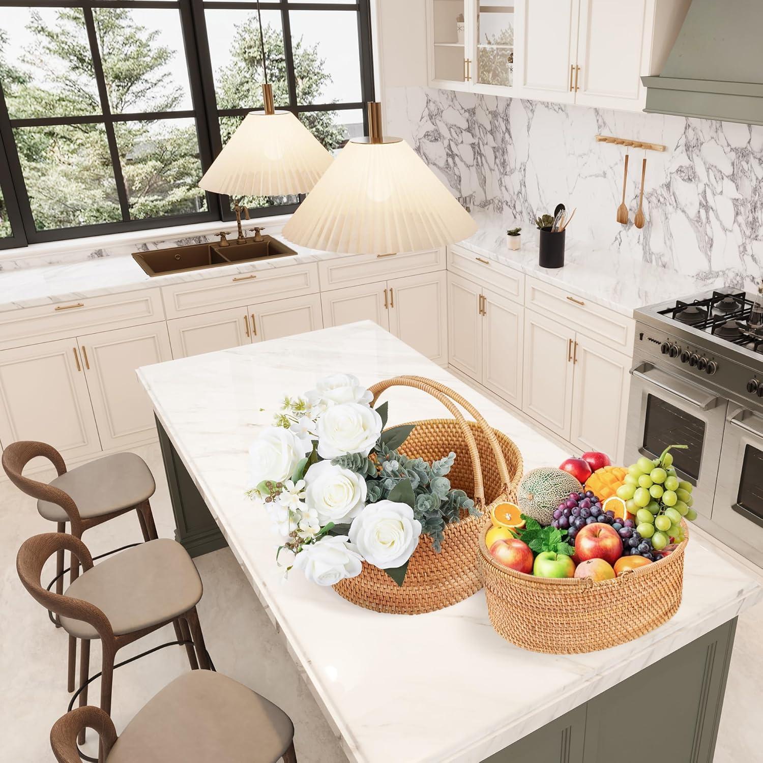 Cesta de Picnic de Ratán LALASUN Ovalada 35.1x25.9x12.9 cm