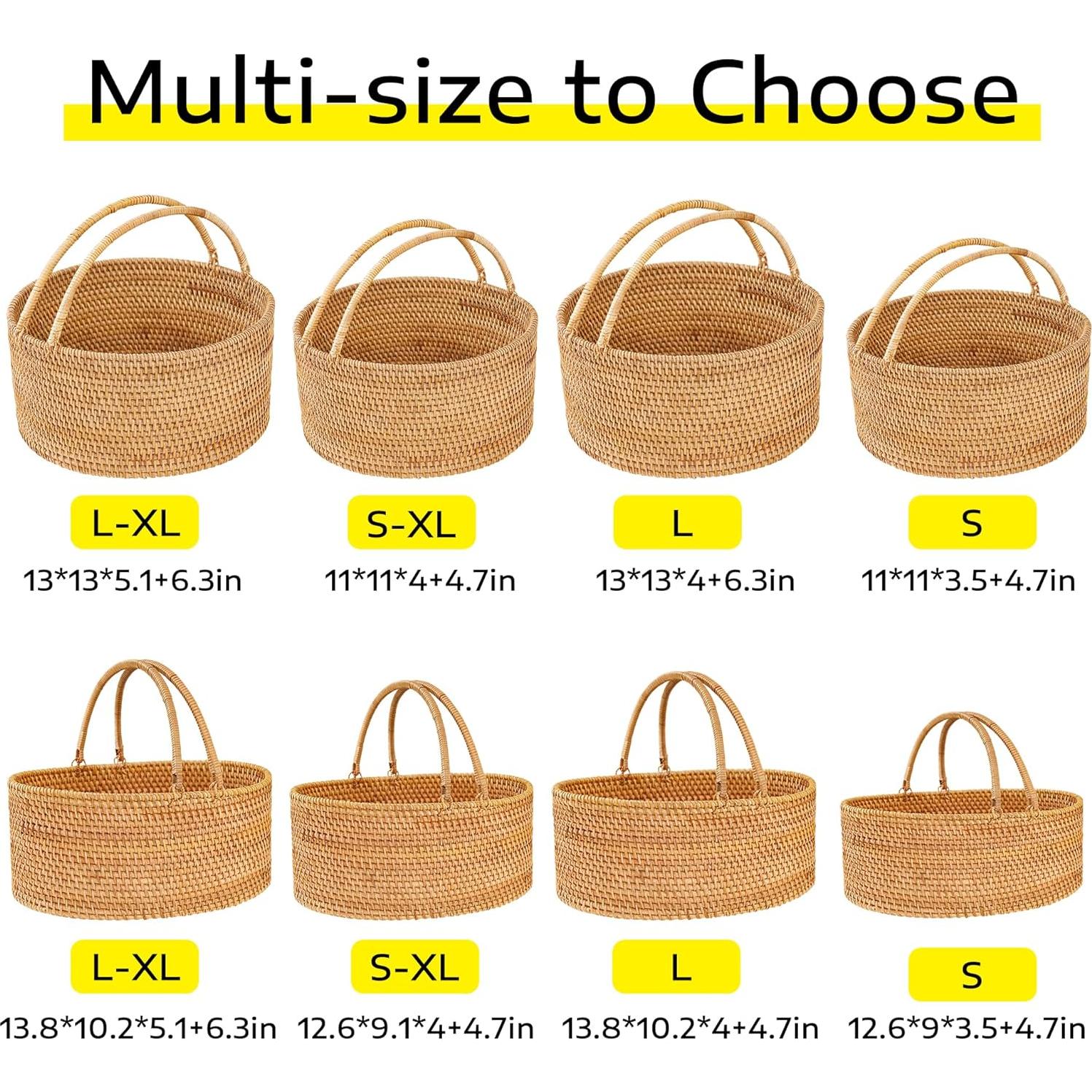 Cesta de Picnic de Ratán LALASUN Ovalada 35.1x25.9x12.9 cm