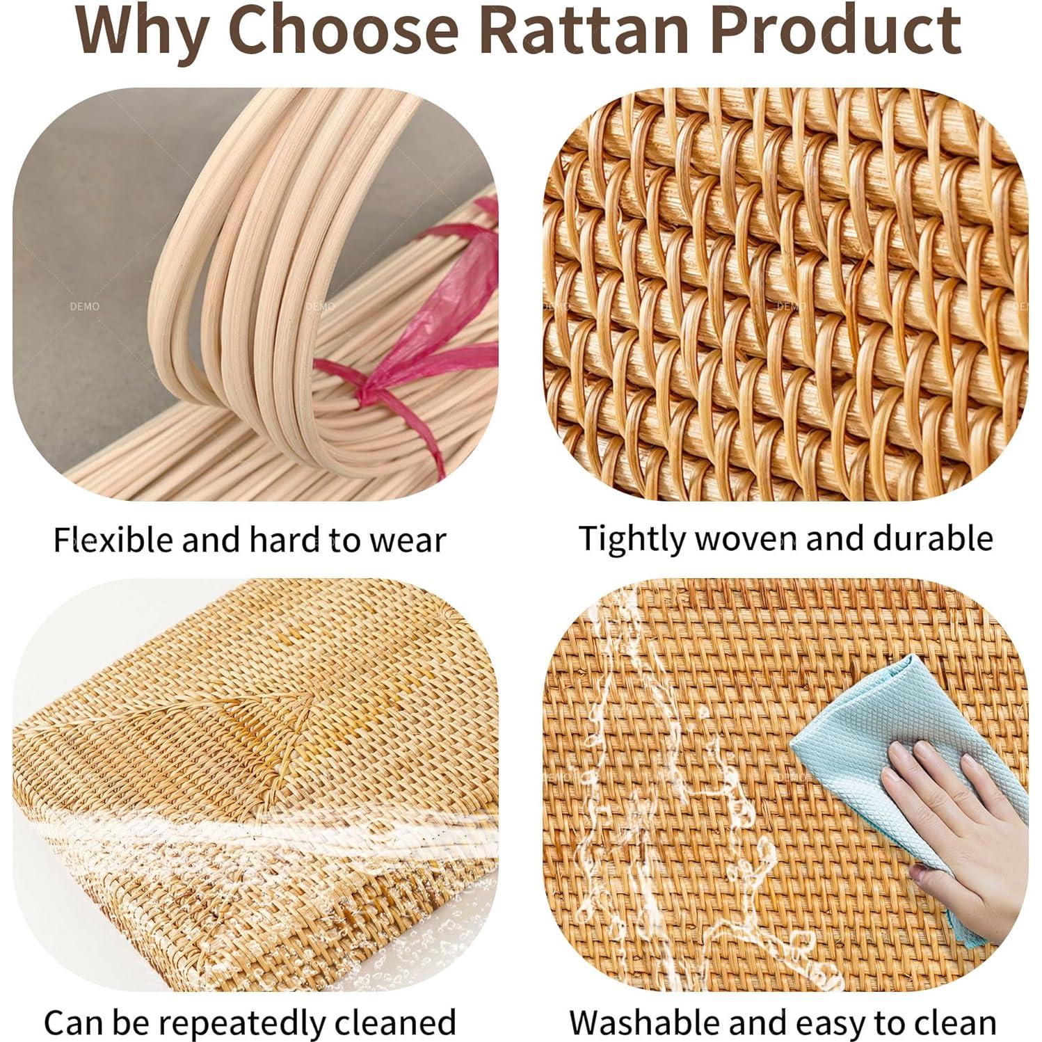 Cesta de Picnic de Ratán LALASUN Ovalada 35.1x25.9x12.9 cm