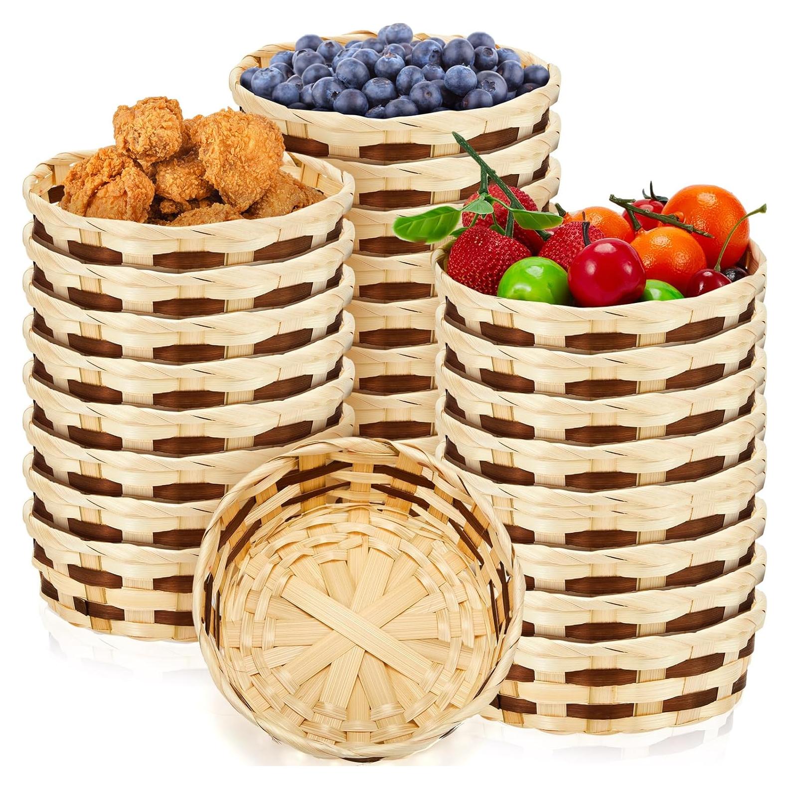 Canastas de Bambú Sintuff 24 Pcs Redondas 16 cm para Almacenamiento