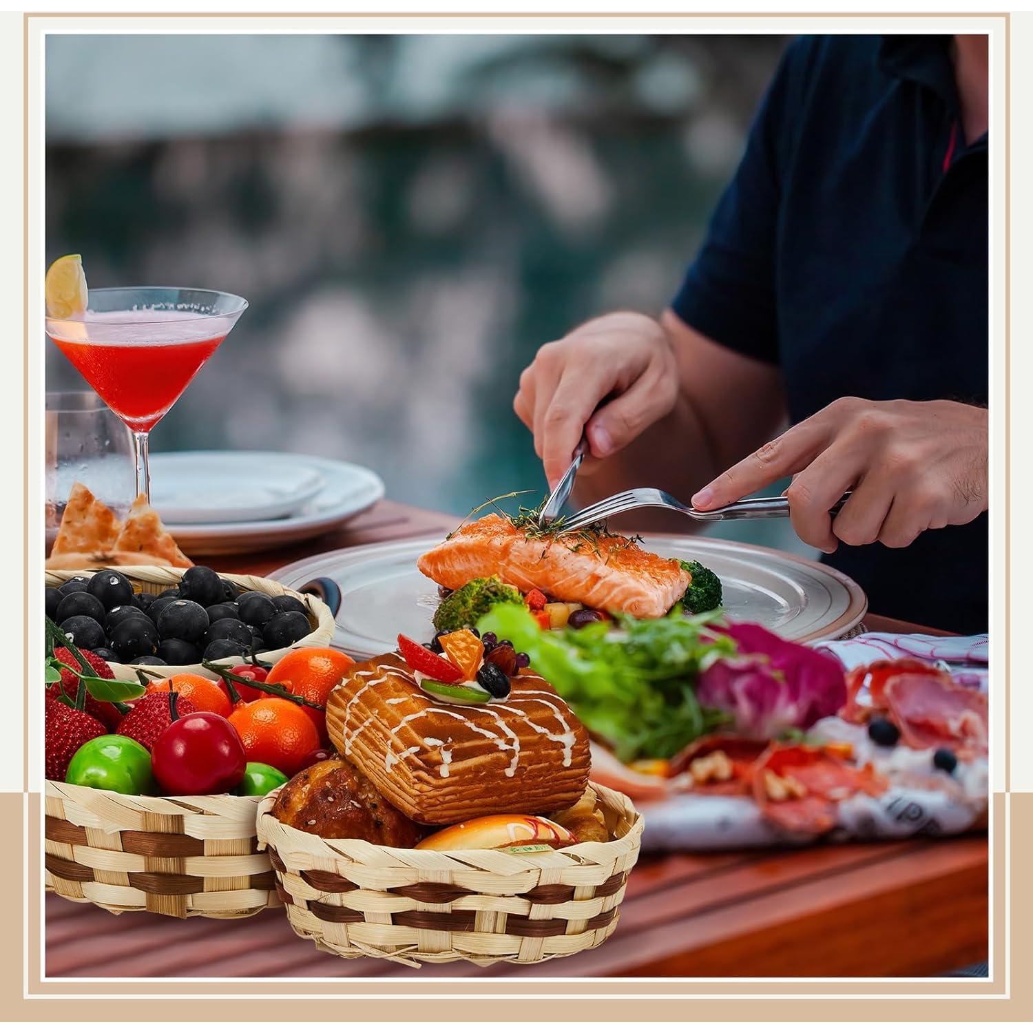 Canastas de Bambú Sintuff 24 Pcs Redondas 16 cm para Almacenamiento