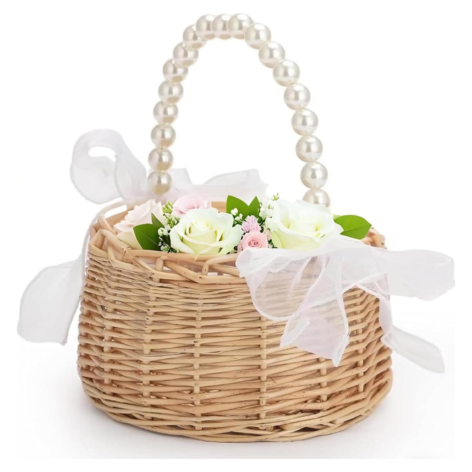 Cesta de Niña de Flores MASISDAOZ Tejida a Mano 16.5x20cm