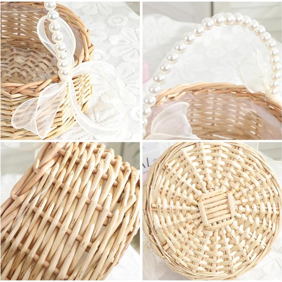 Cesta de Niña de Flores MASISDAOZ Tejida a Mano 16.5x20cm