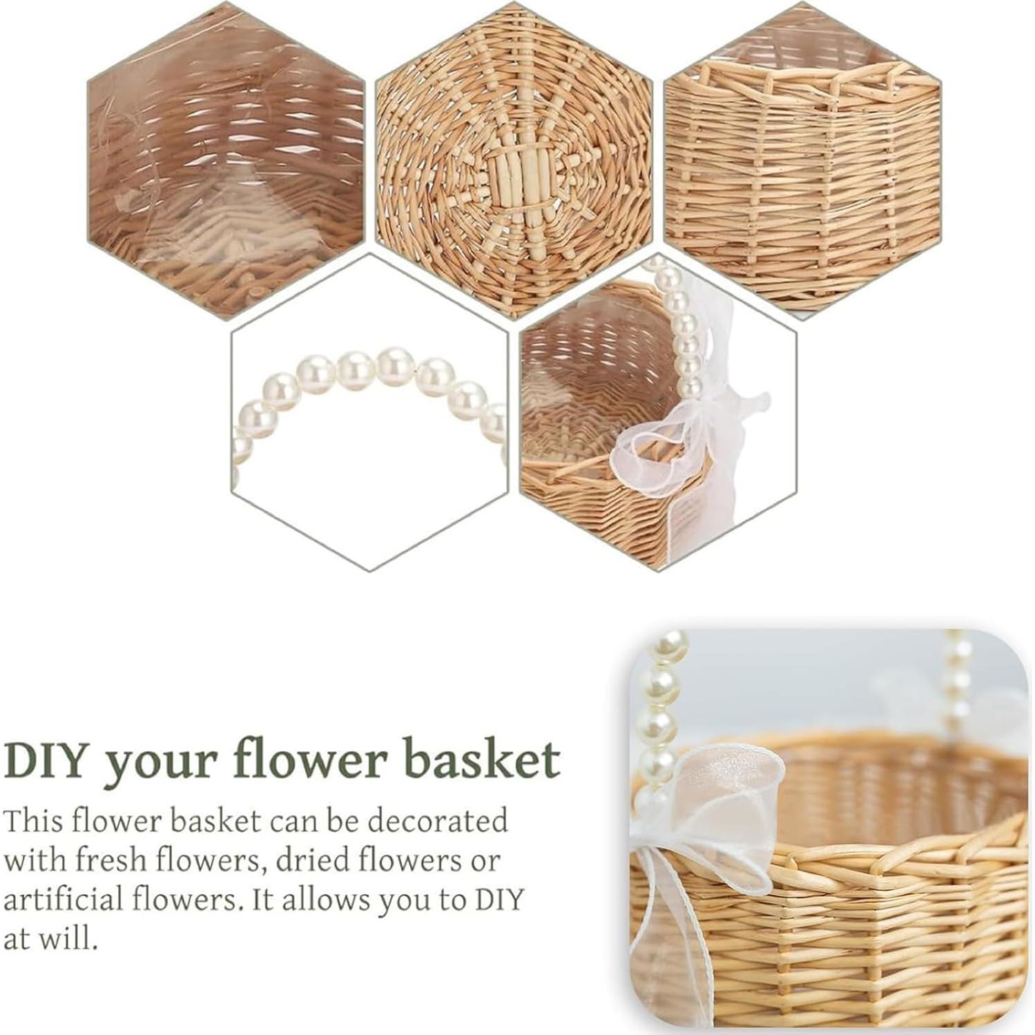 Cesta de Niña de Flores MASISDAOZ Tejida a Mano 16.5x20cm