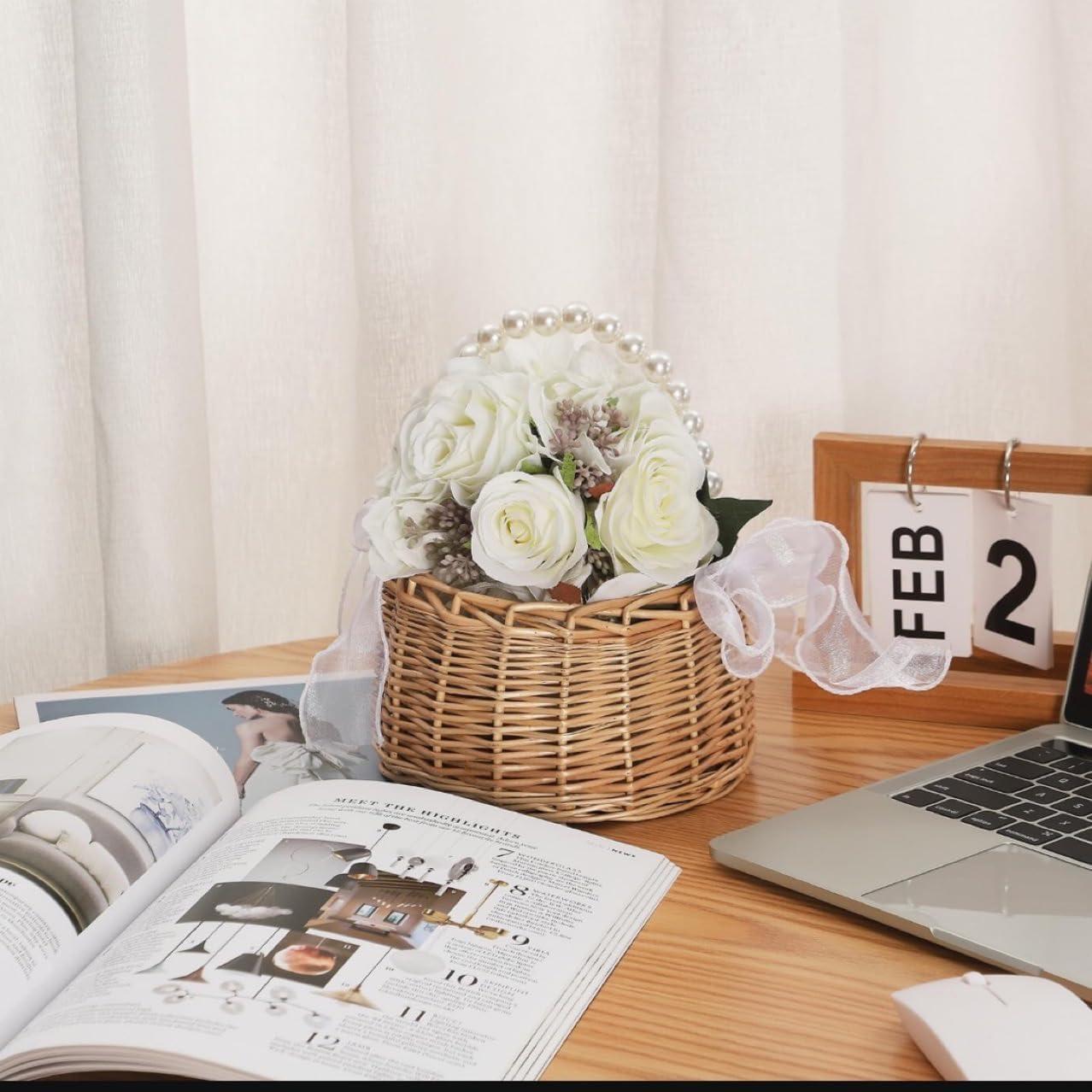 Cesta de Niña de Flores MASISDAOZ Tejida a Mano 16.5x20cm