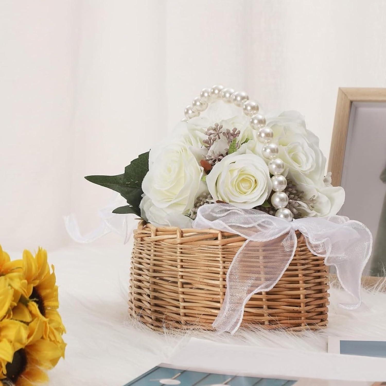 Cesta de Niña de Flores MASISDAOZ Tejida a Mano 16.5x20cm