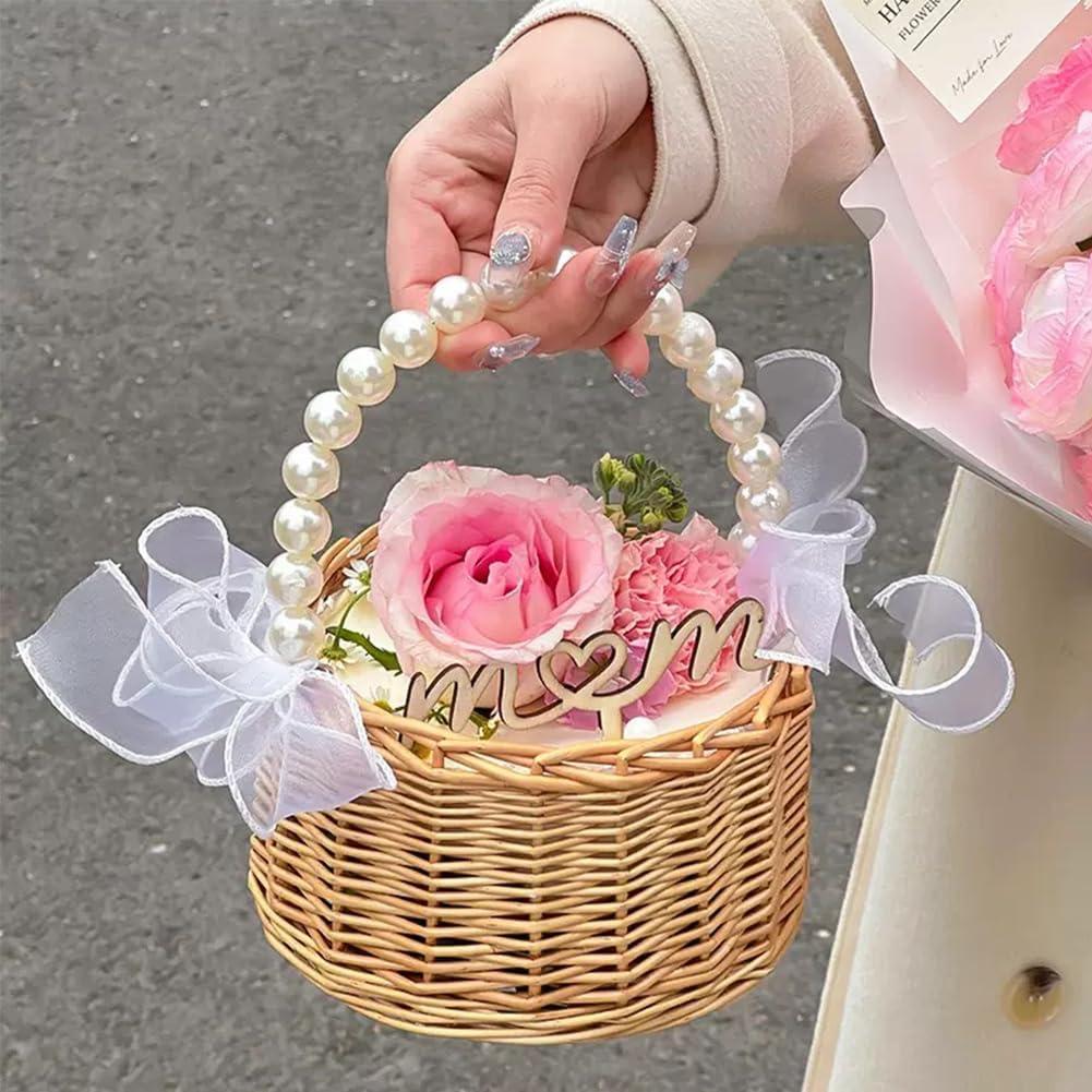 Cesta de Niña de Flores MASISDAOZ Tejida a Mano 16.5x20cm