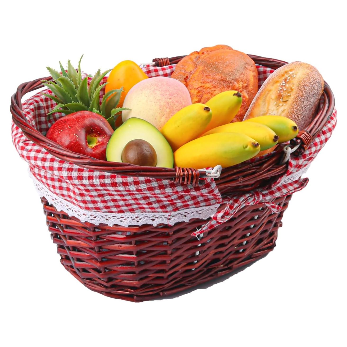 Cesta de Mimbre Geytetqi 36.1x29.9x17 cm con Forro a Cuadros