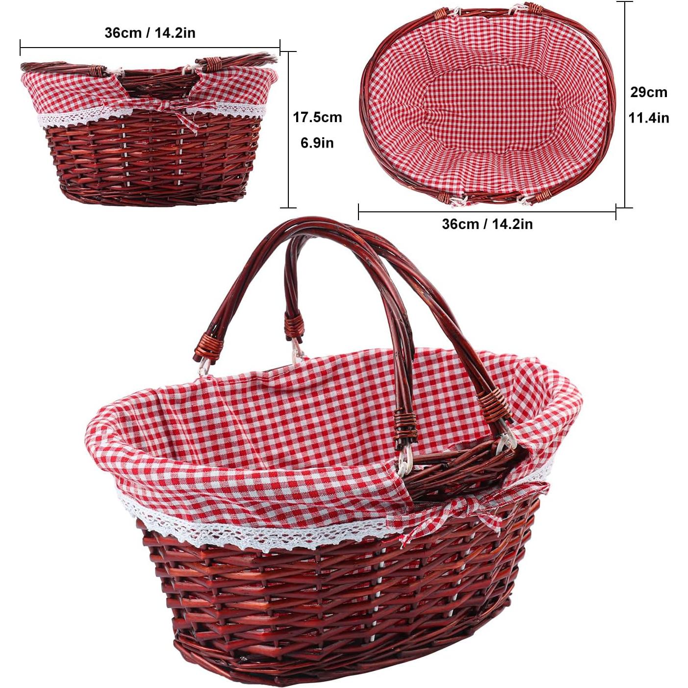 Cesta de Mimbre Geytetqi 36.1x29.9x17 cm con Forro a Cuadros