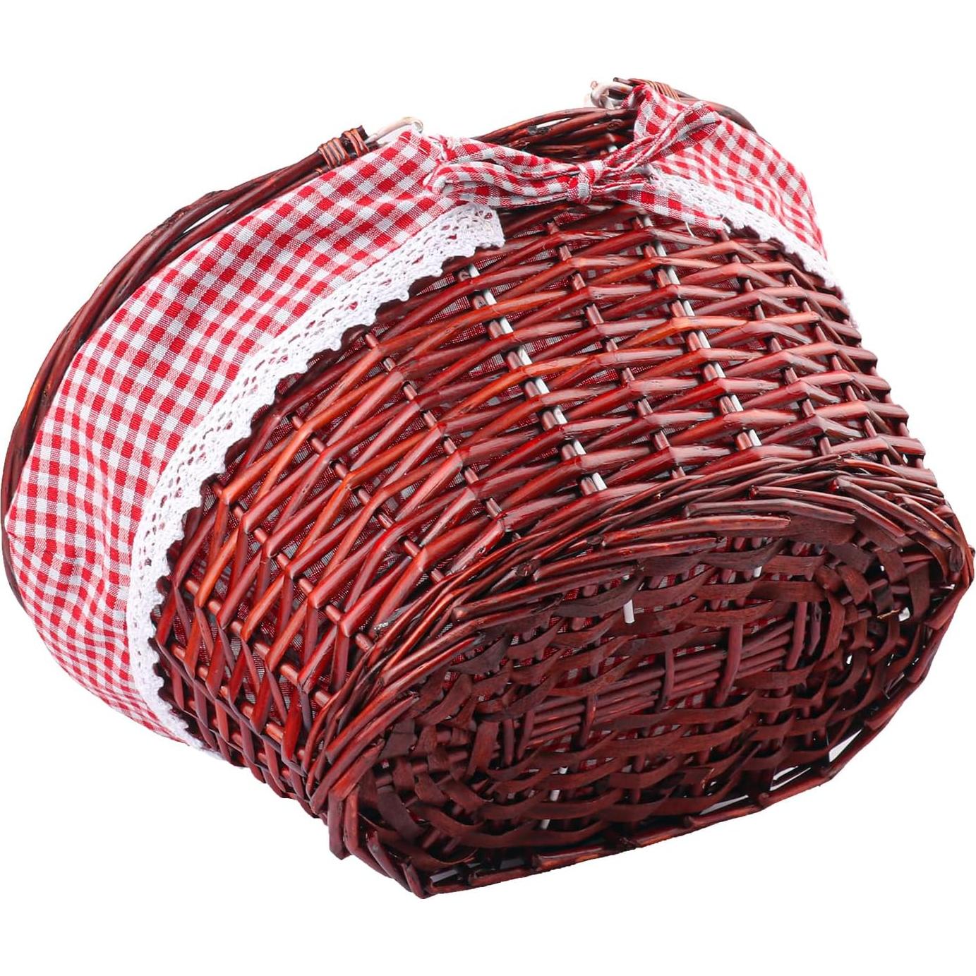 Cesta de Mimbre Geytetqi 36.1x29.9x17 cm con Forro a Cuadros