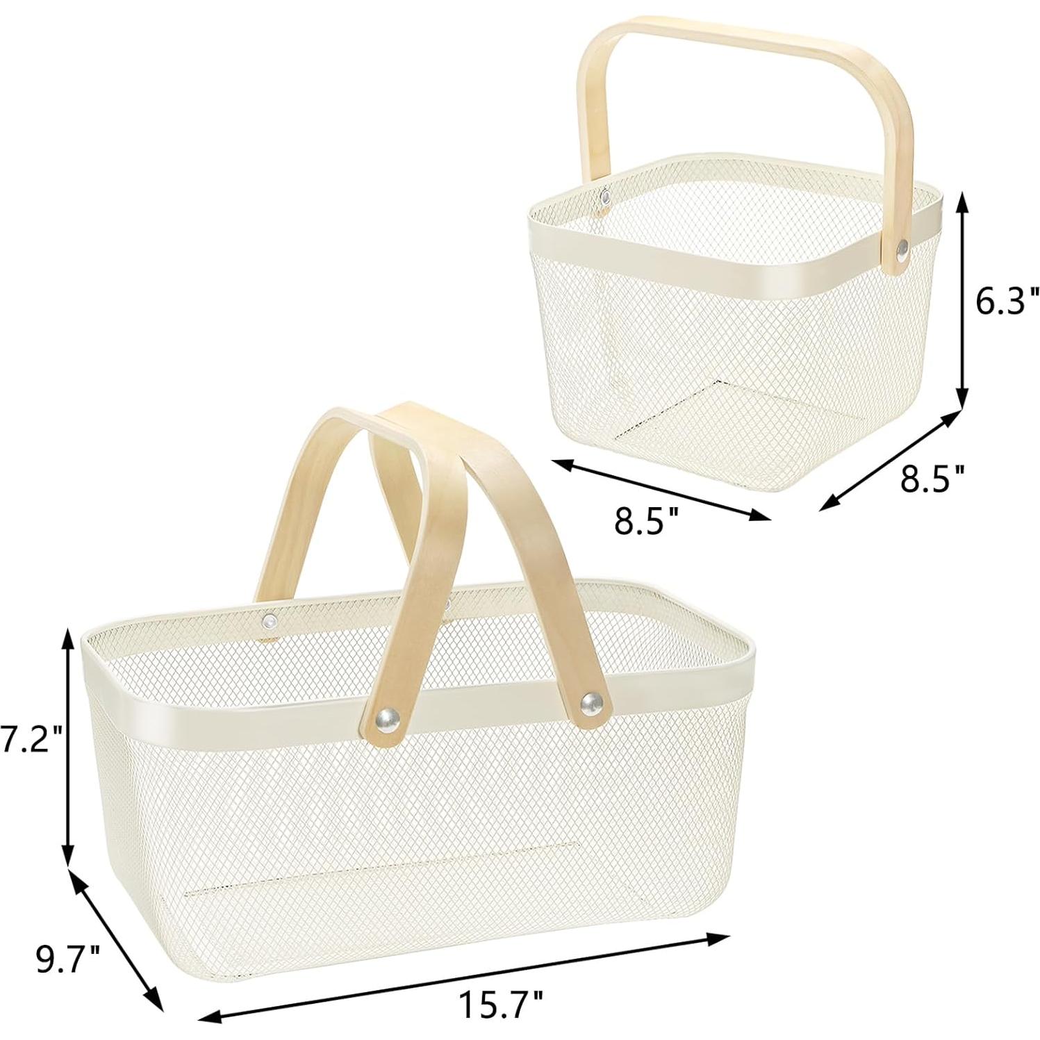 Cestas de Cosecha ZEAYEA 2 Pack de Metal con Mango de Madera