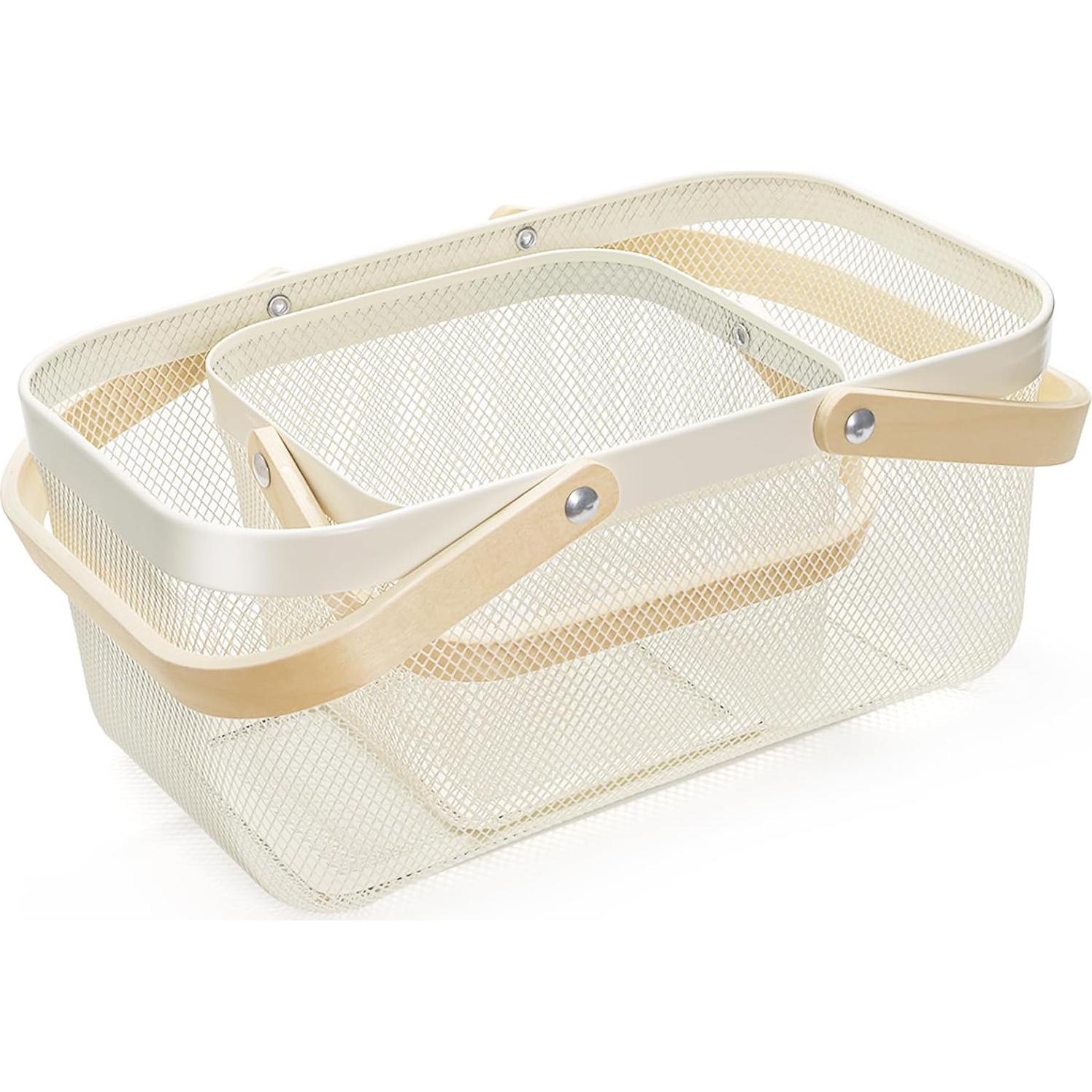 Cestas de Cosecha ZEAYEA 2 Pack de Metal con Mango de Madera