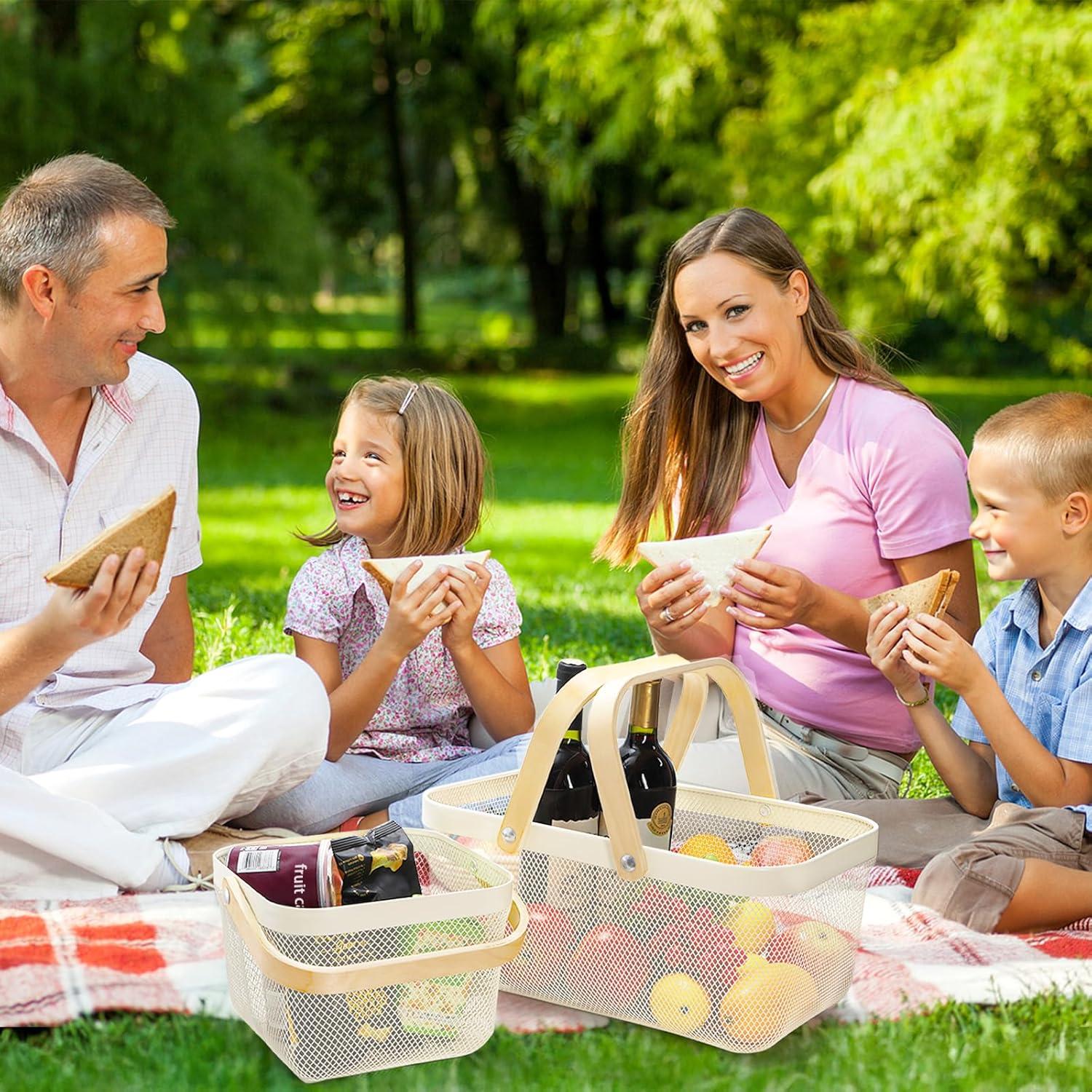 Cestas de Cosecha ZEAYEA 2 Pack de Metal con Mango de Madera