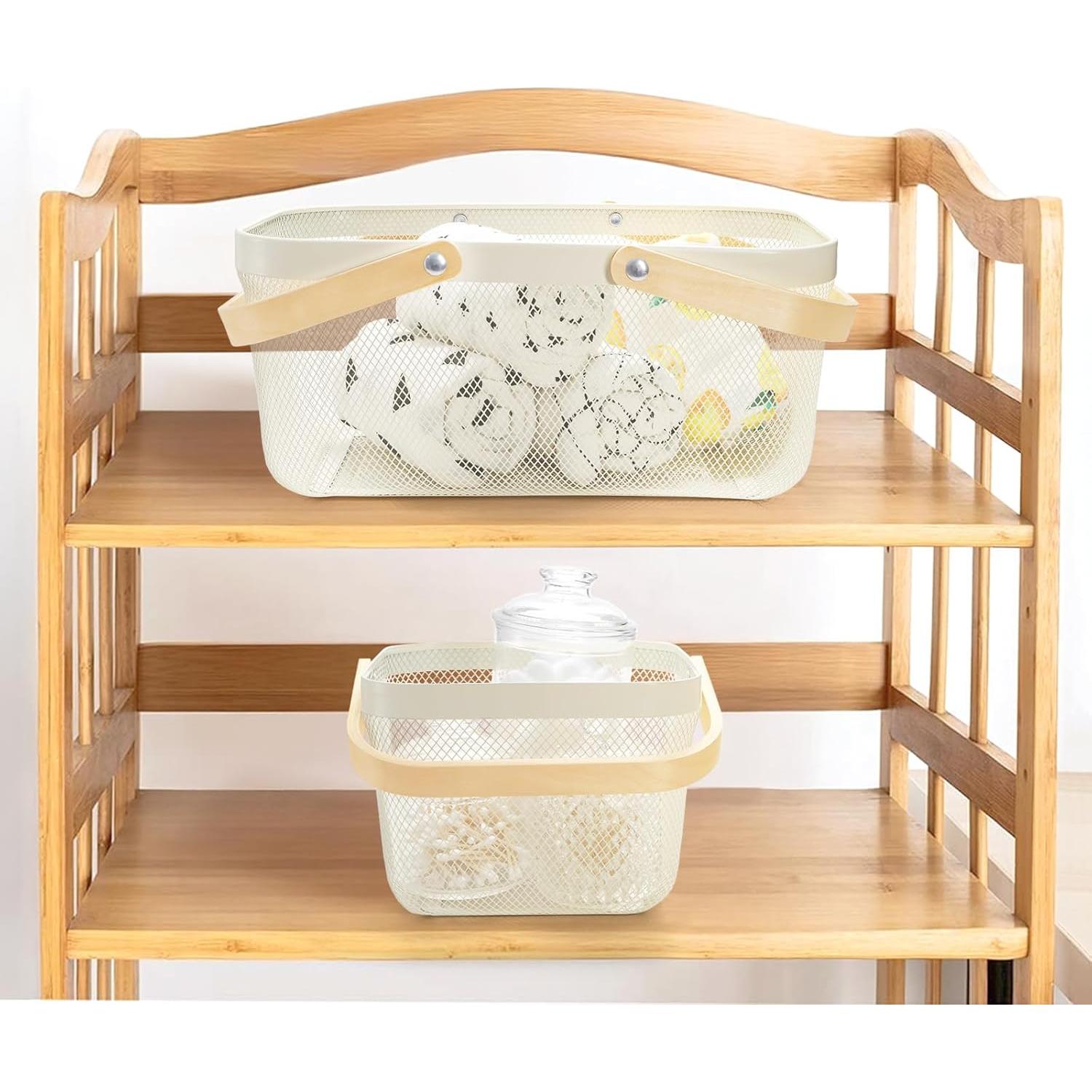 Cestas de Cosecha ZEAYEA 2 Pack de Metal con Mango de Madera