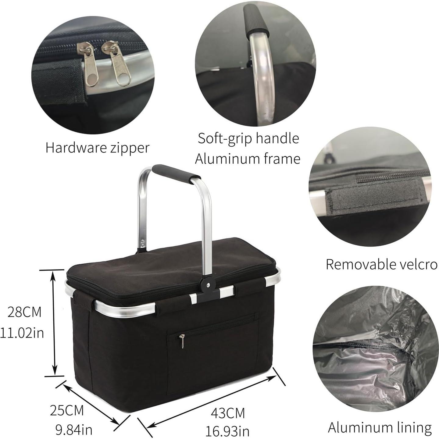 Canasta de Picnic Plegable Aislada 30L SNBBGT Negra