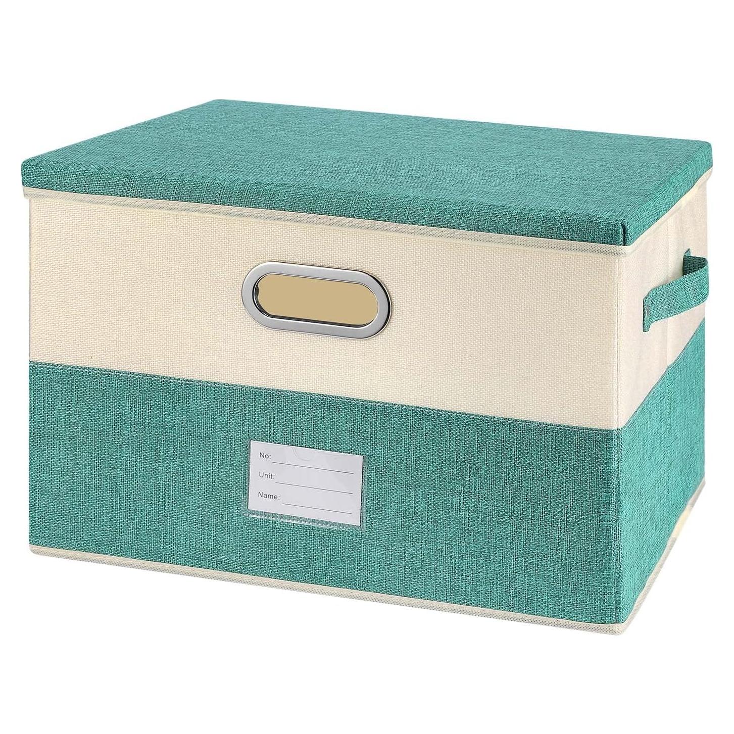 Caja de Almacenamiento Plegable Valease Mediana Turquesa y Crema