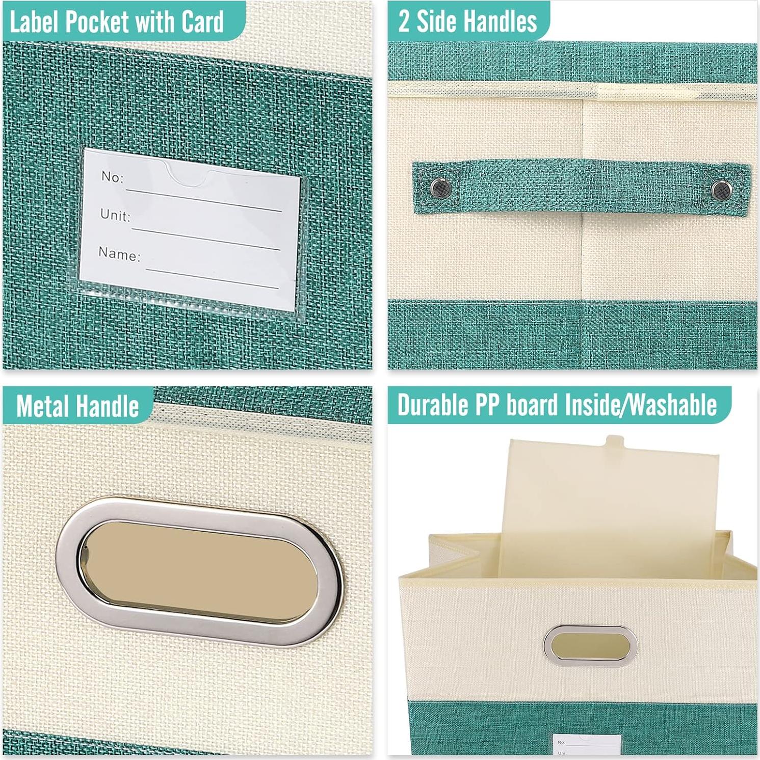 Caja de Almacenamiento Plegable Valease Mediana Turquesa y Crema