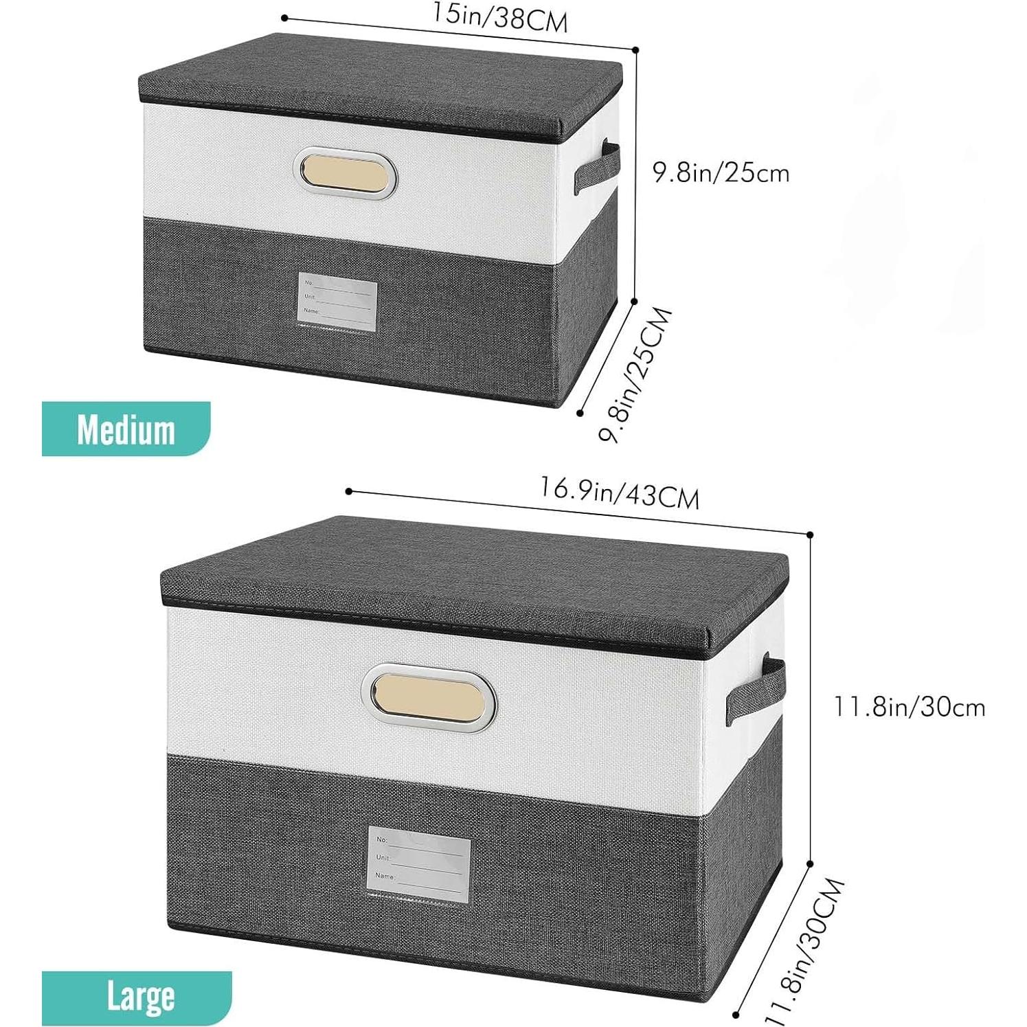 Caja de Almacenamiento Plegable Valease Mediana Turquesa y Crema