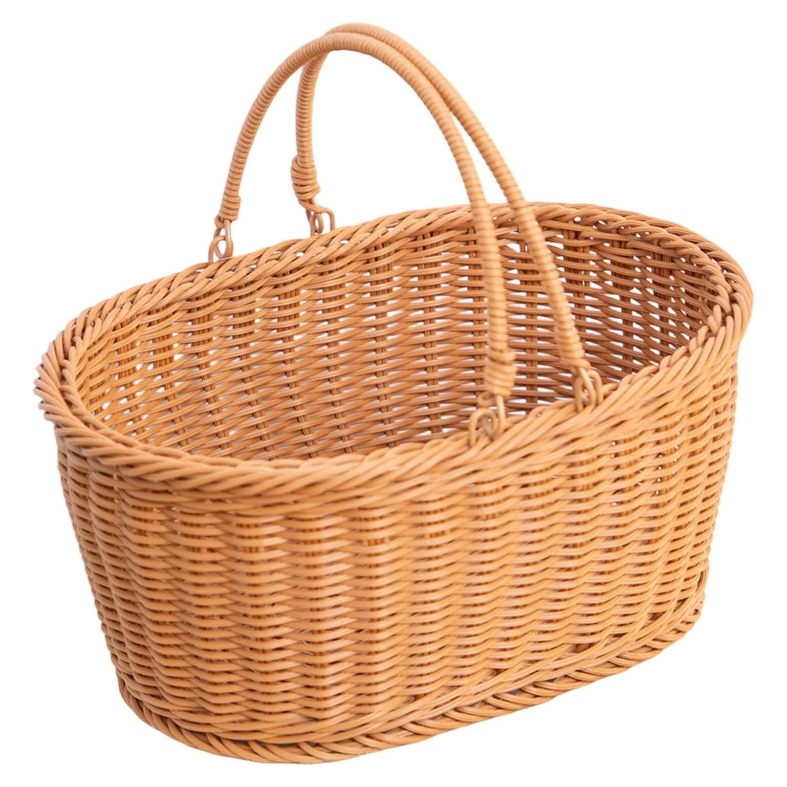 Cesta de Picnic YRMTKIHE de Ratán 33x23x14 cm Plegable