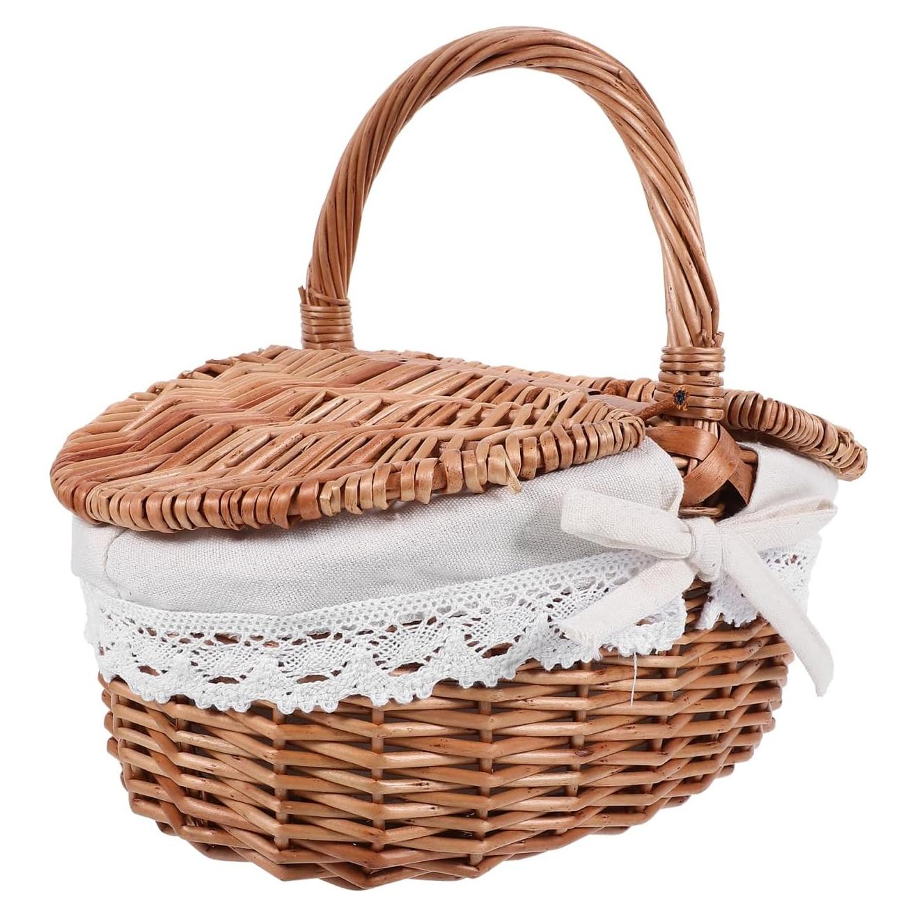 Cesta de Picnic Tejida a Mano Toddmomy 25.5x18.5x13.5cm Mimbre