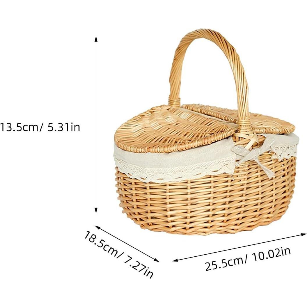 Cesta de Picnic Tejida a Mano Toddmomy 25.5x18.5x13.5cm Mimbre