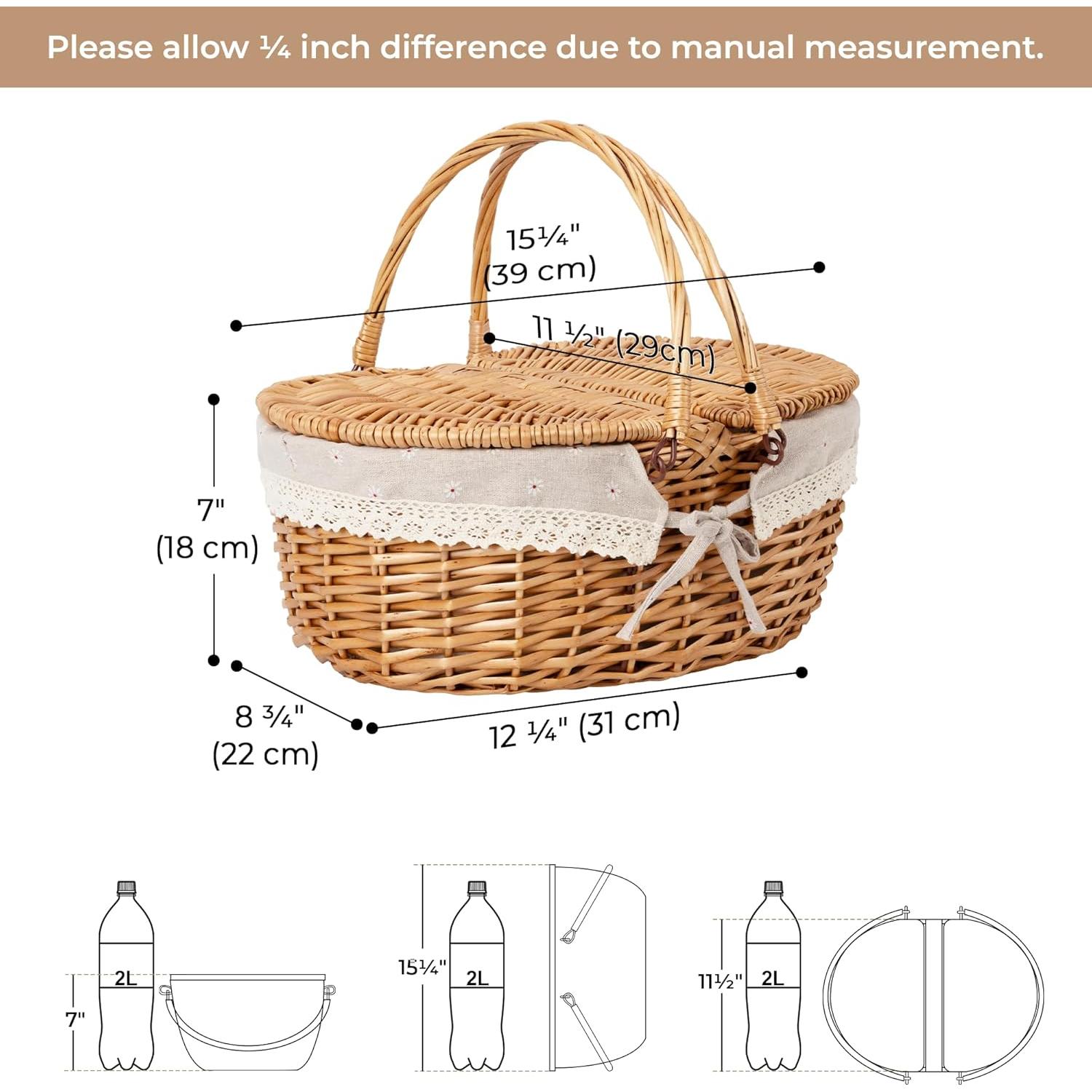 Cesta de Picnic de Mimbre GRANNY SAYS para 2 con Forro Lavable